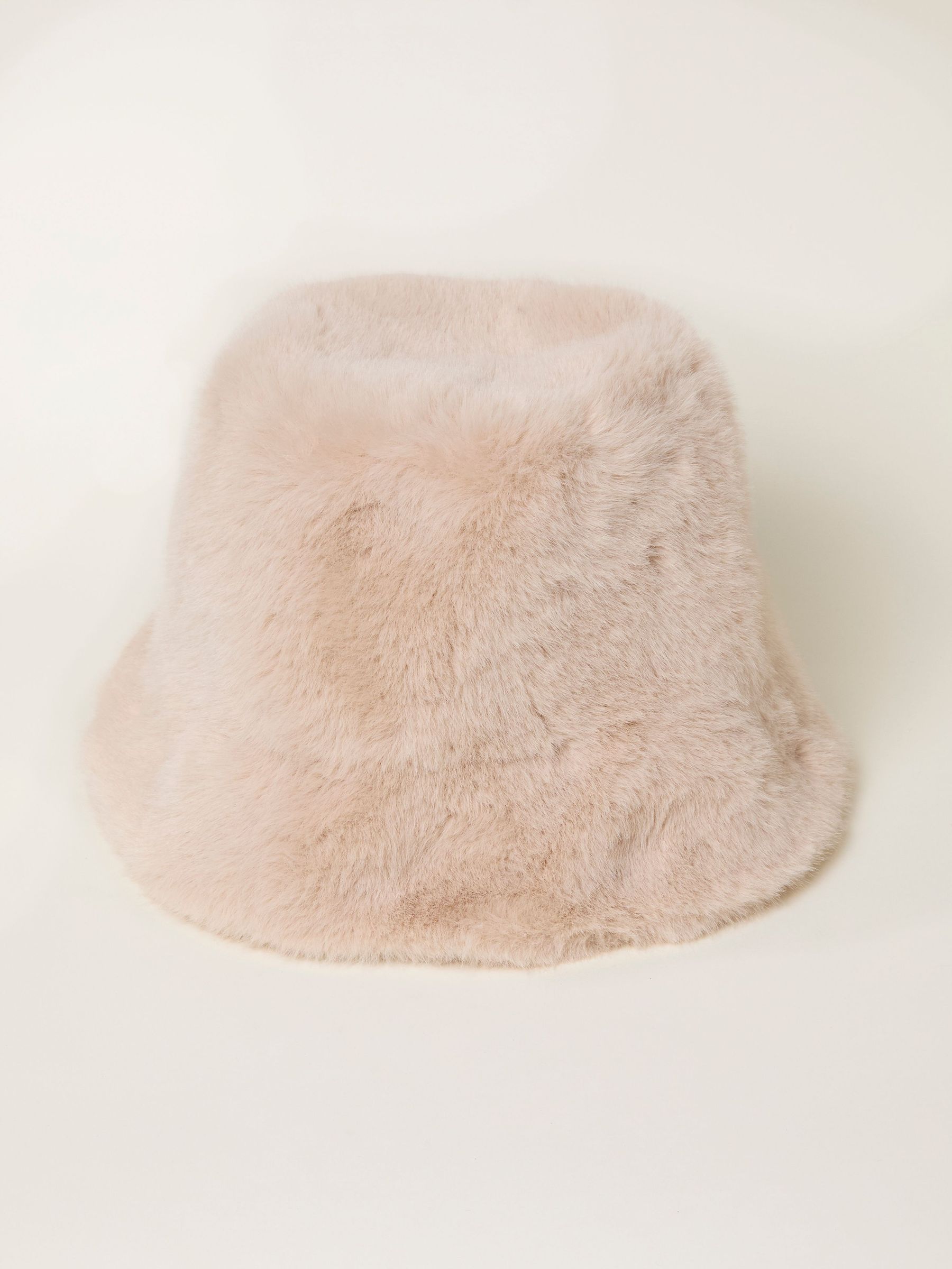 Natural Faux Fur Bucket Hat (F28842) | $43
