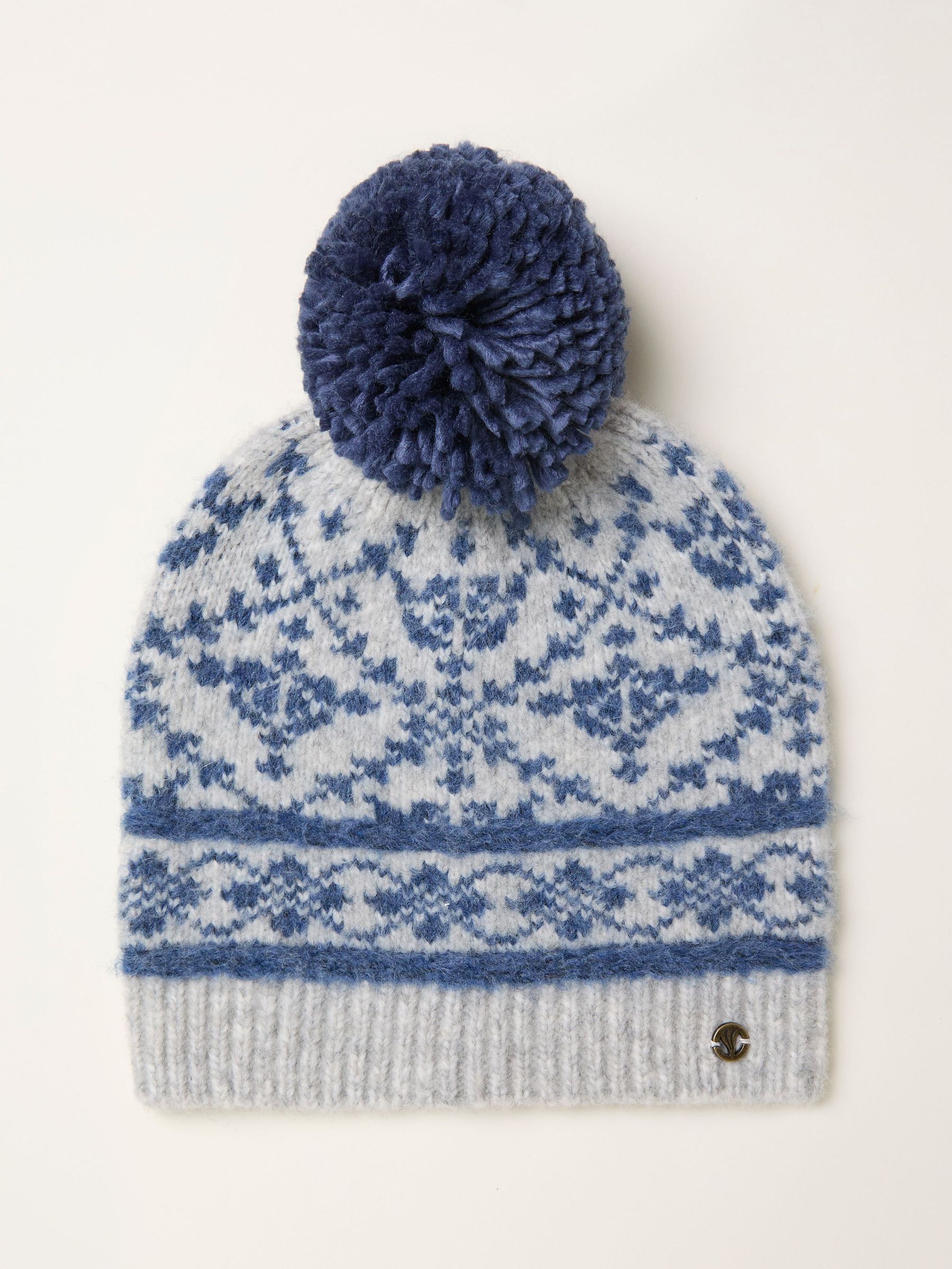 Grey Pattern Bobble Hat (F28849) | $43