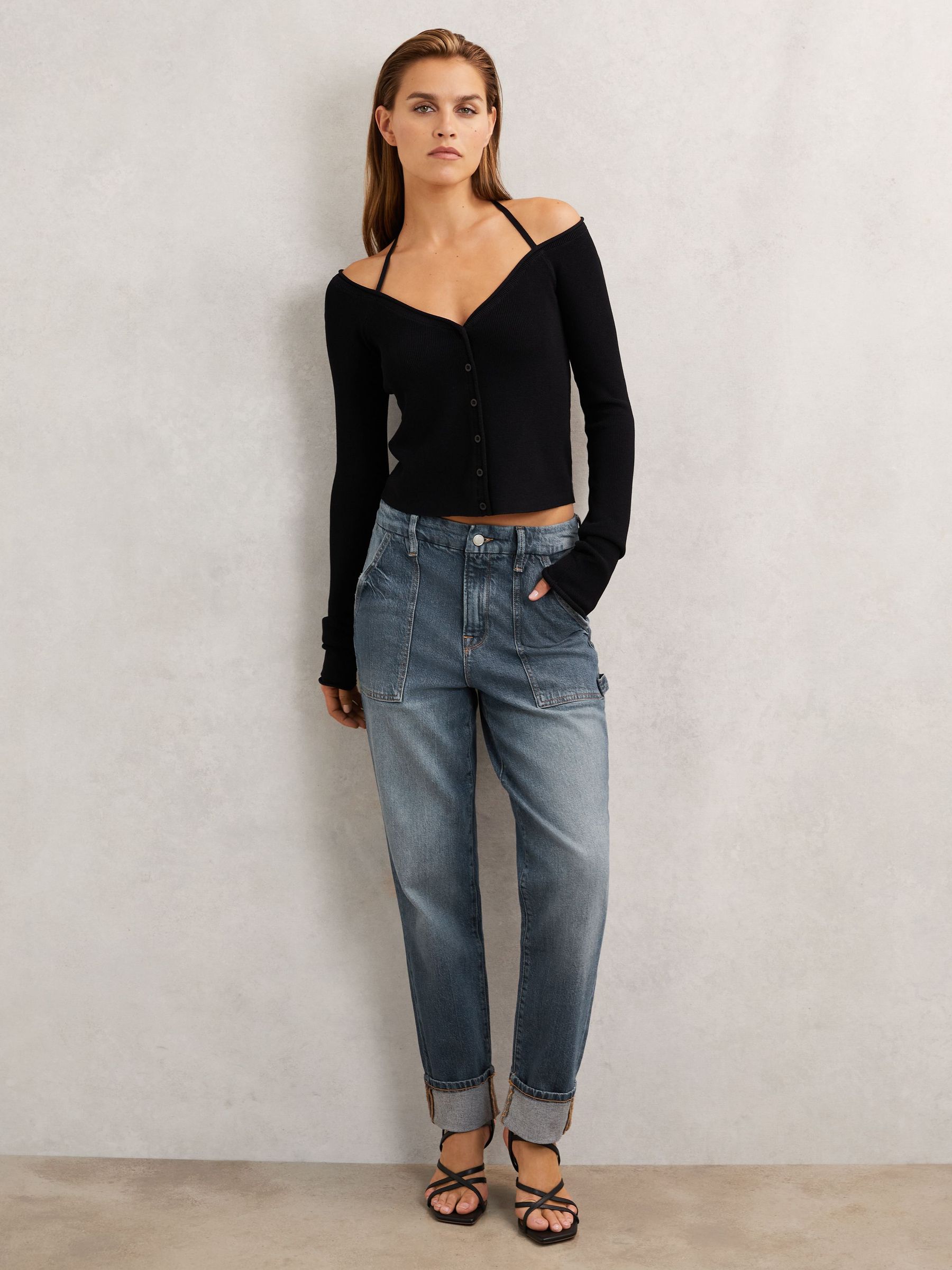 ★REISS Good American Denim ペンシル 上質マキシ★ Reiss Good American Straight-Leg Jeans in Washed Grey | REISS