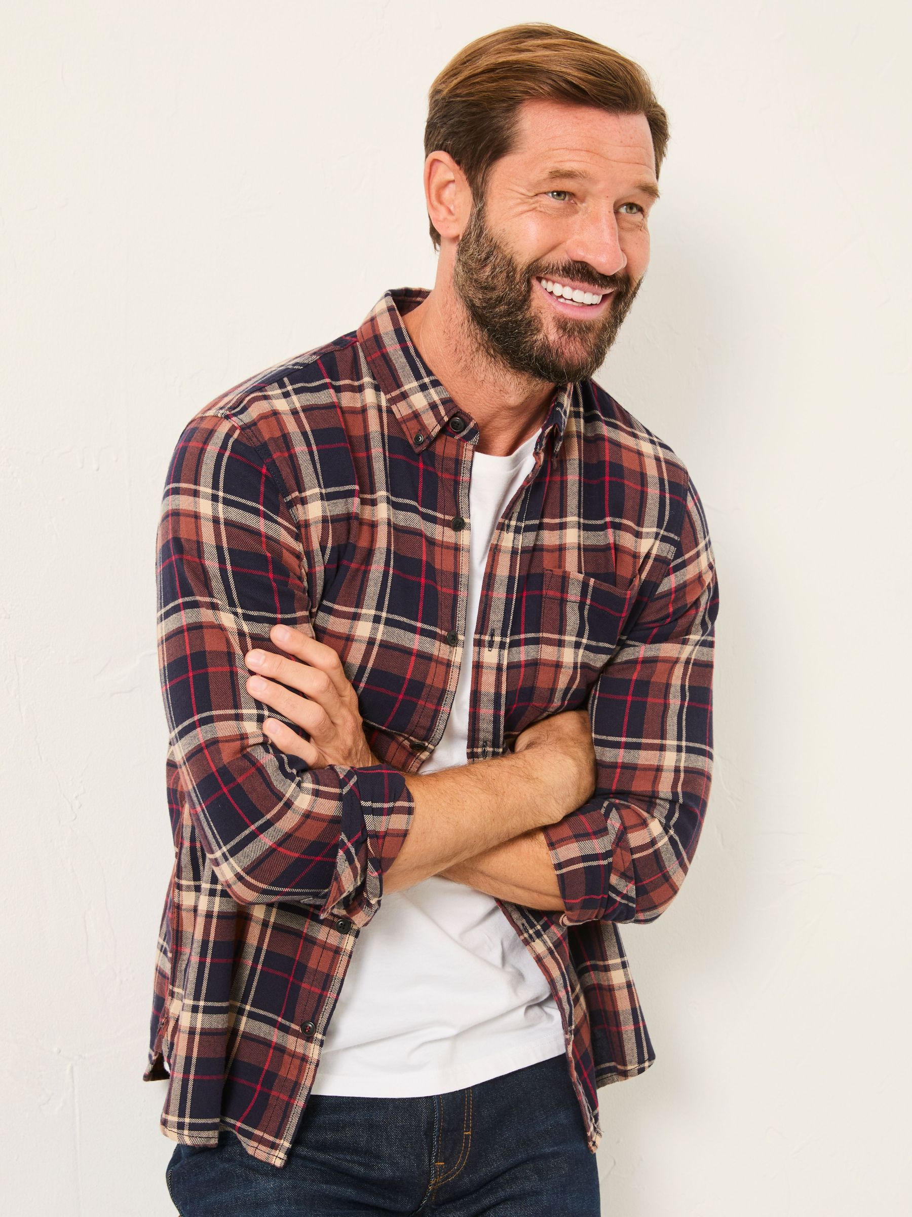 Alford Navy Long Sleeve Check Shirt (F30422) | $95