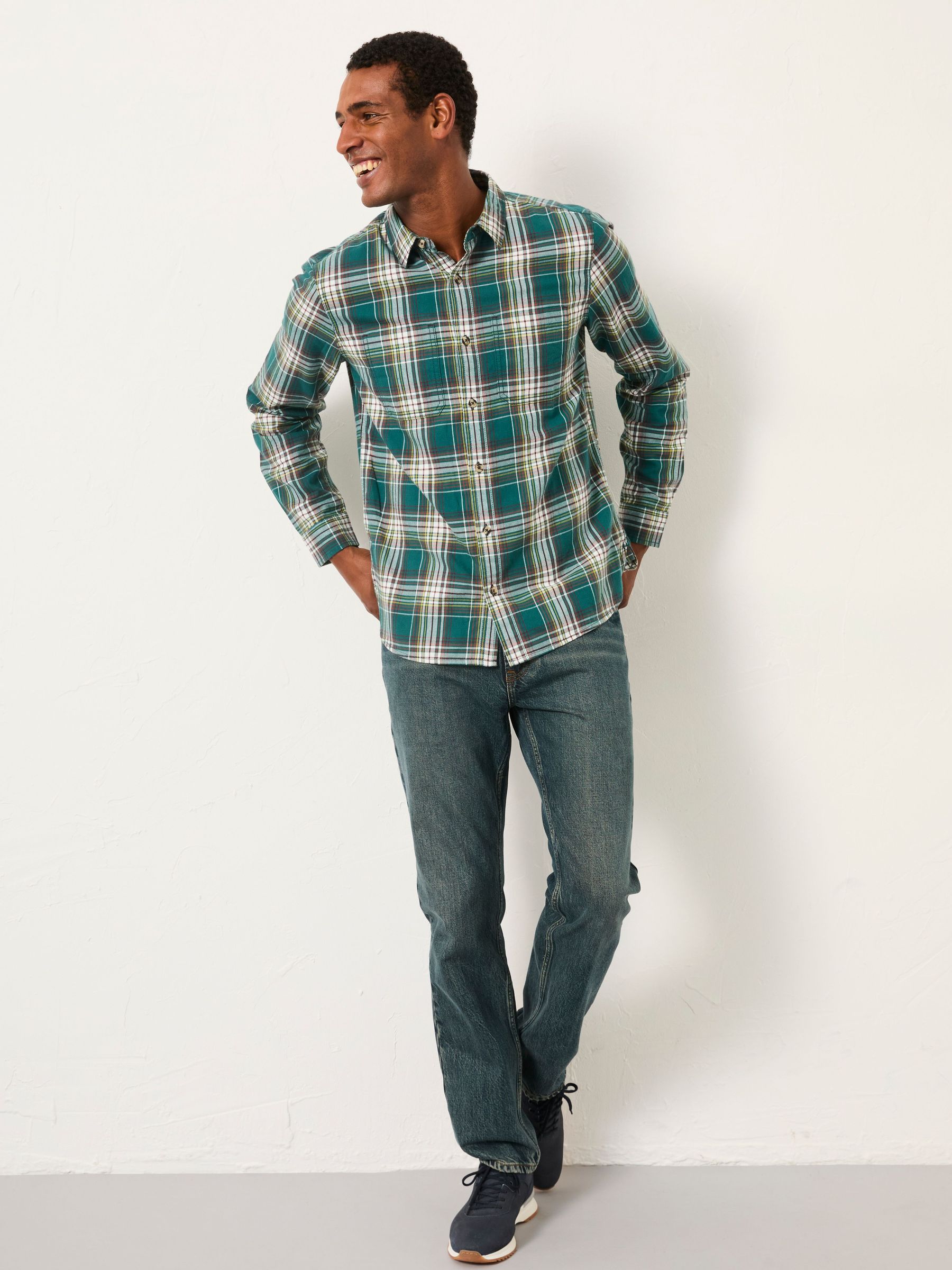 Harlow Emerald Green Long Sleeve Check Shirt (F30433) | $105