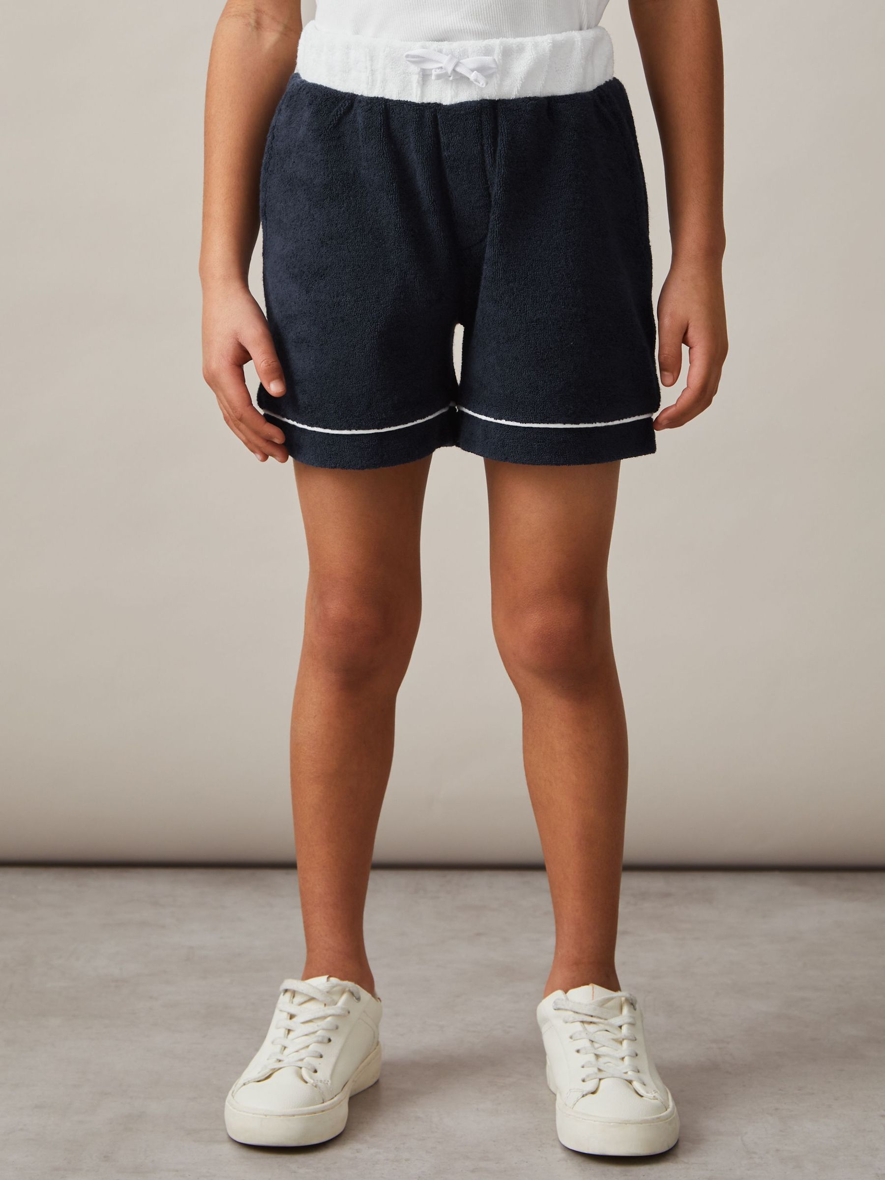 9-13 yrs Velour Colour-Block Shorts in Blue Multi (F30542) | $60