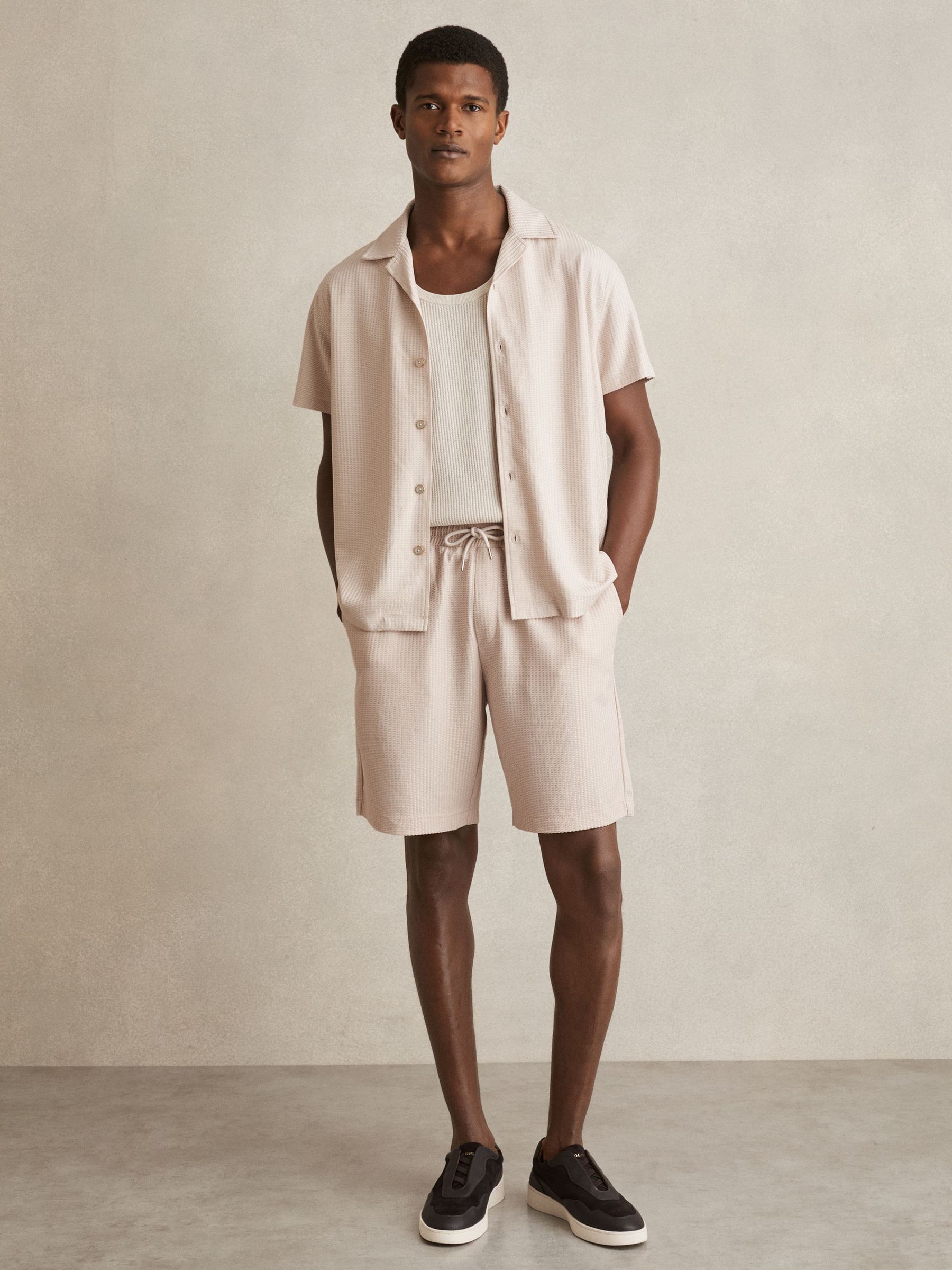 Textured-Knit Cuban-Collar Shirt in Champagne (F30546) | €95