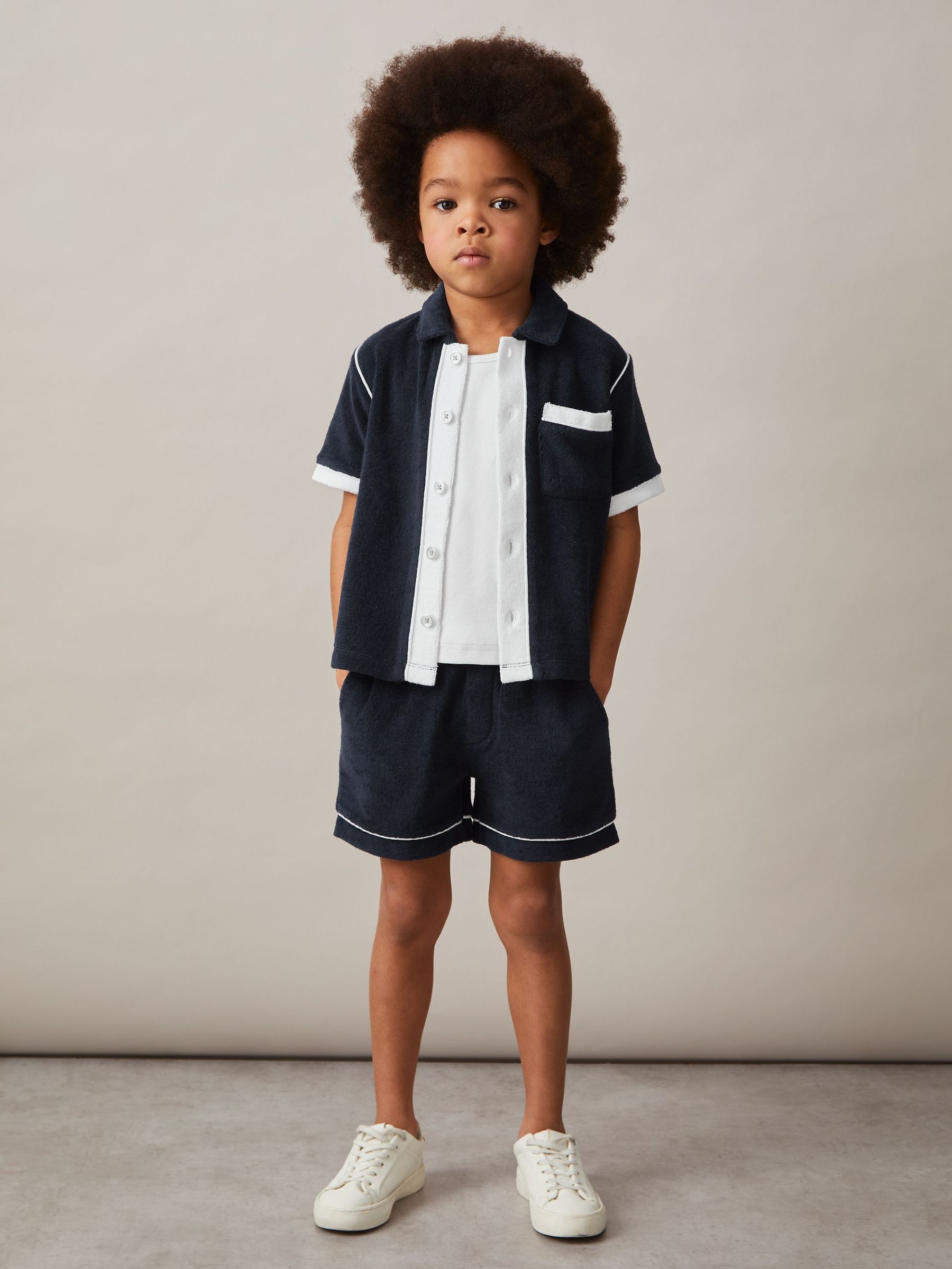 3-9 yrs Velour Colour-Block Shirt in Blue Multi (F30549) | US$60
