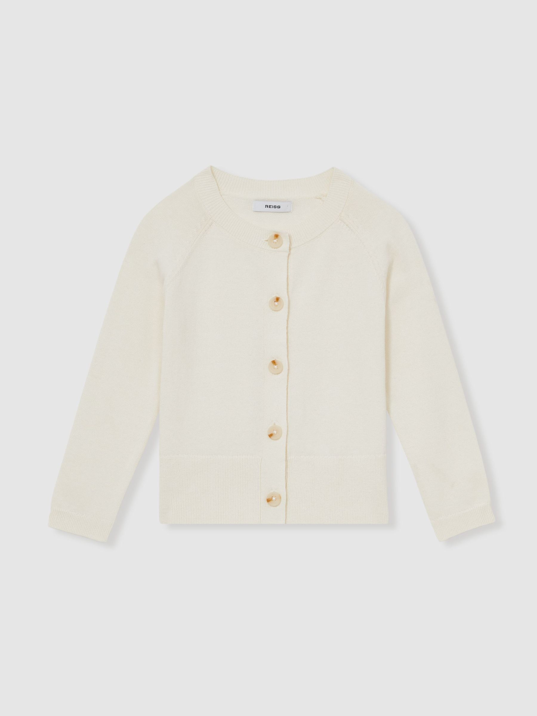13-14 yrs Cotton Crew-Neck Cardigan in Ivory (F30553) | €55