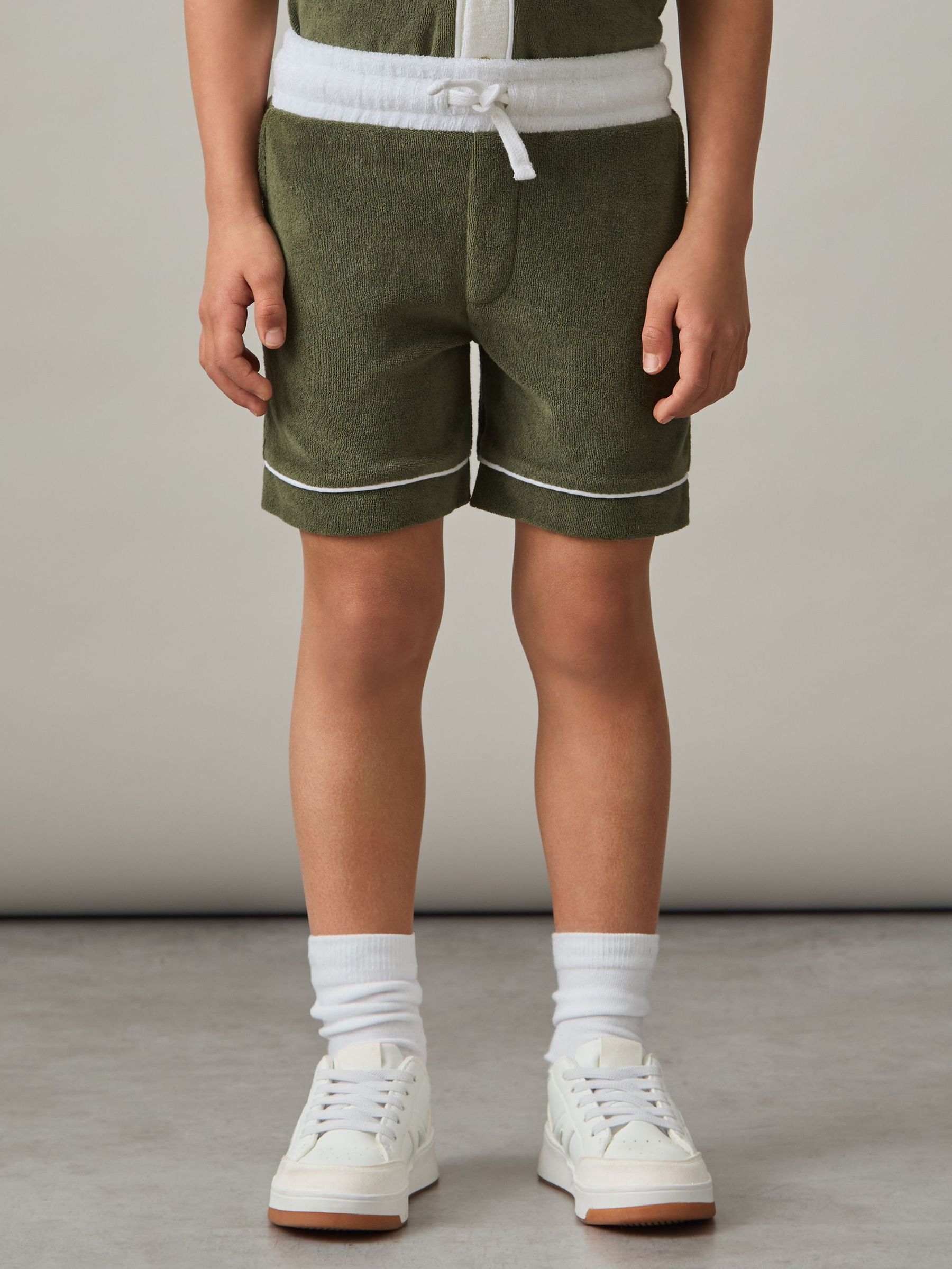 9-13 yrs Velour Colour-Block Shorts in Green Multi (F30559) | $75