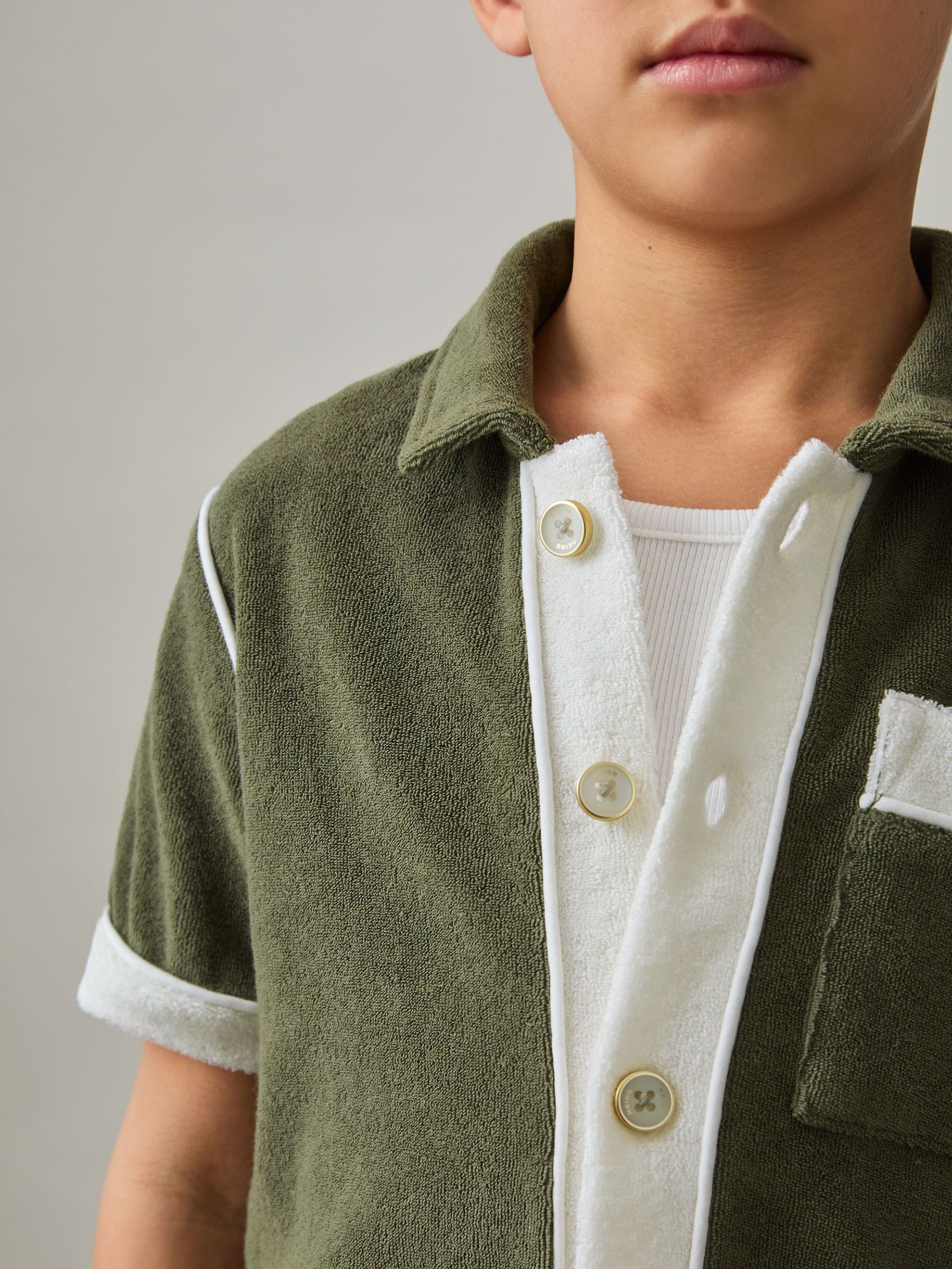 9-13 yrs Velour Colour-Block Shirt in Green Multi (F30561) | €60