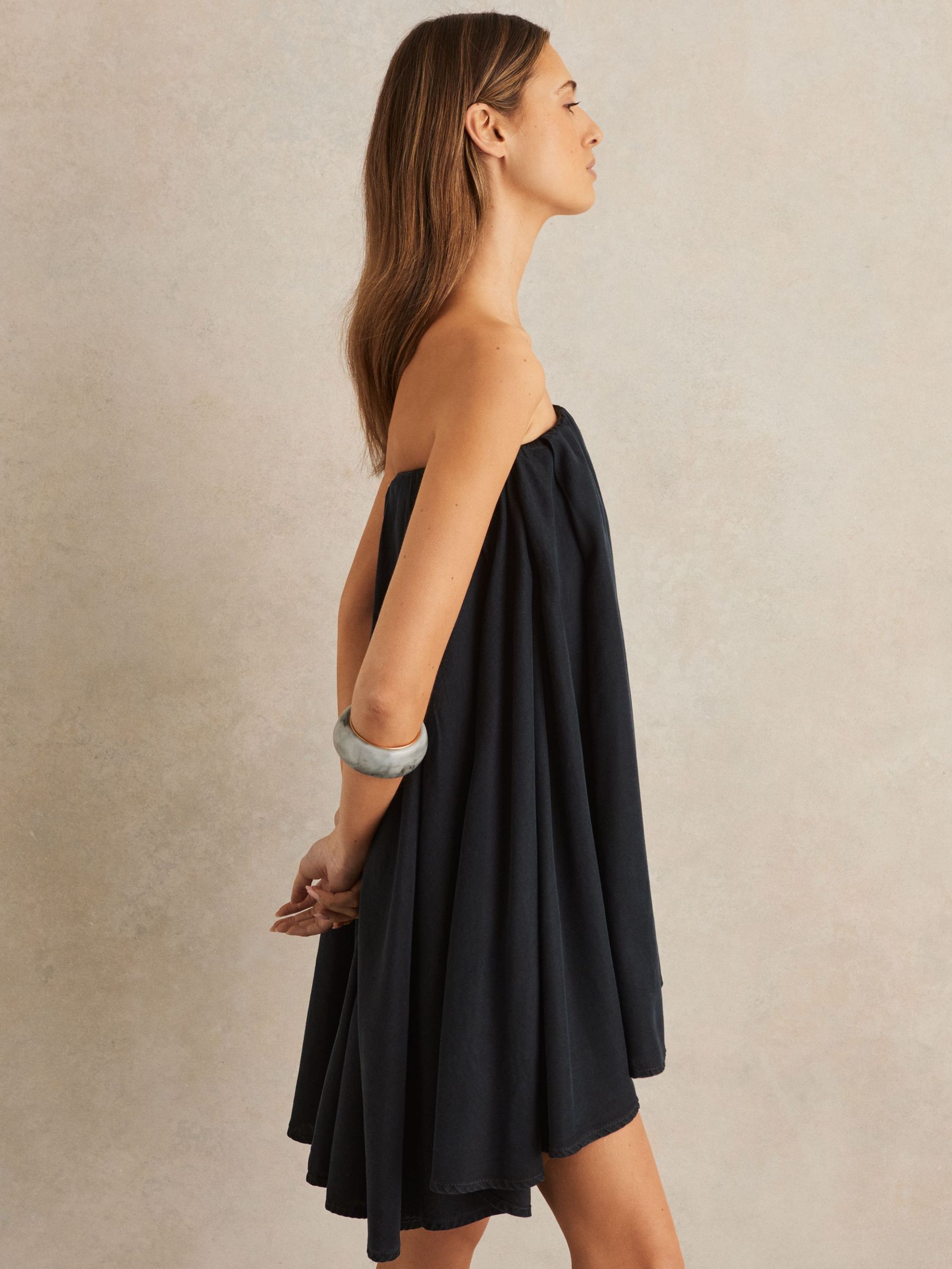 Tencel Strapless Dip-Hem Mini Dress in Indigo (F30574) | €225