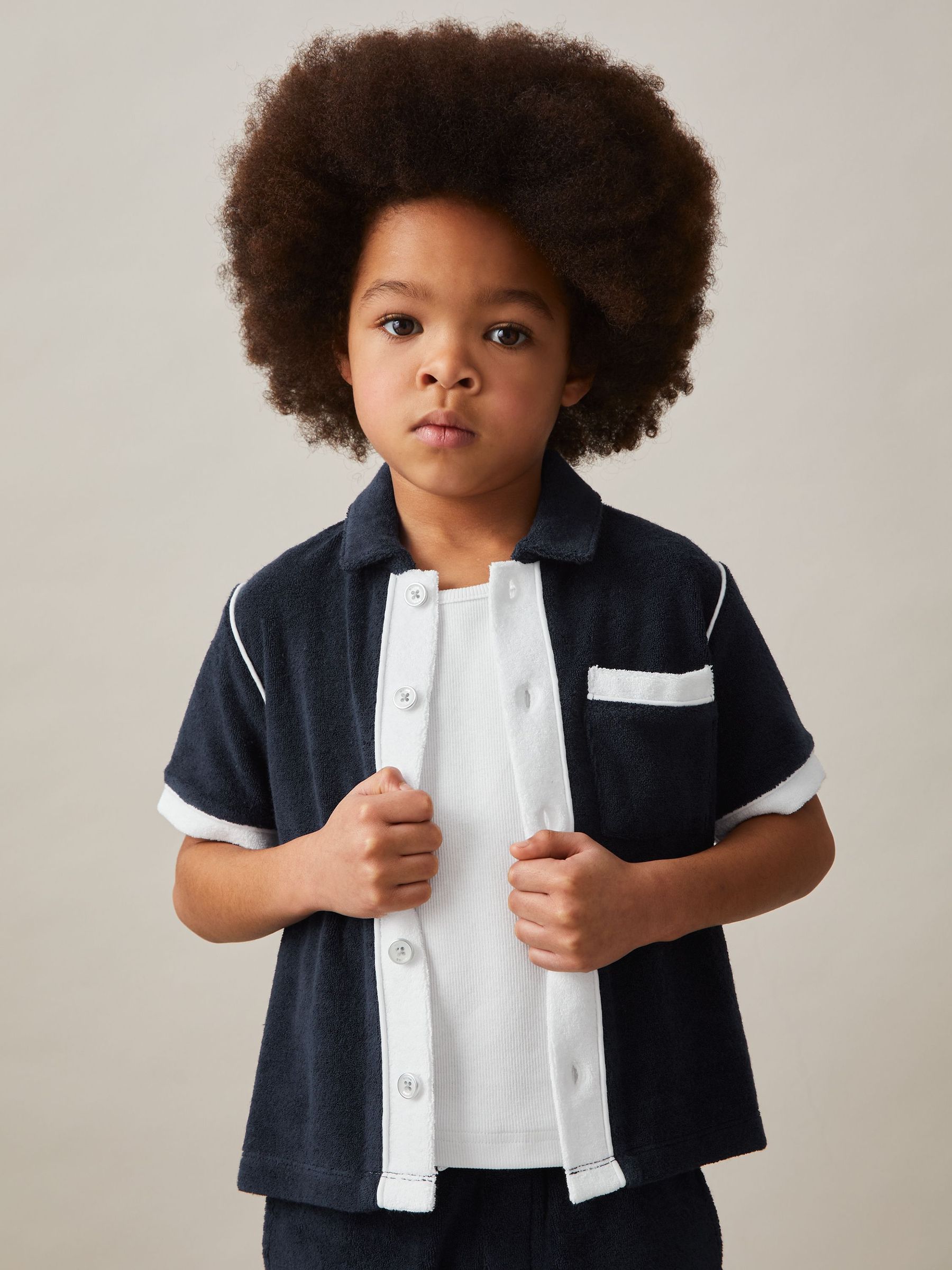 9-13 yrs Velour Colour-Block Shirt in Blue Multi (F30577) | €60