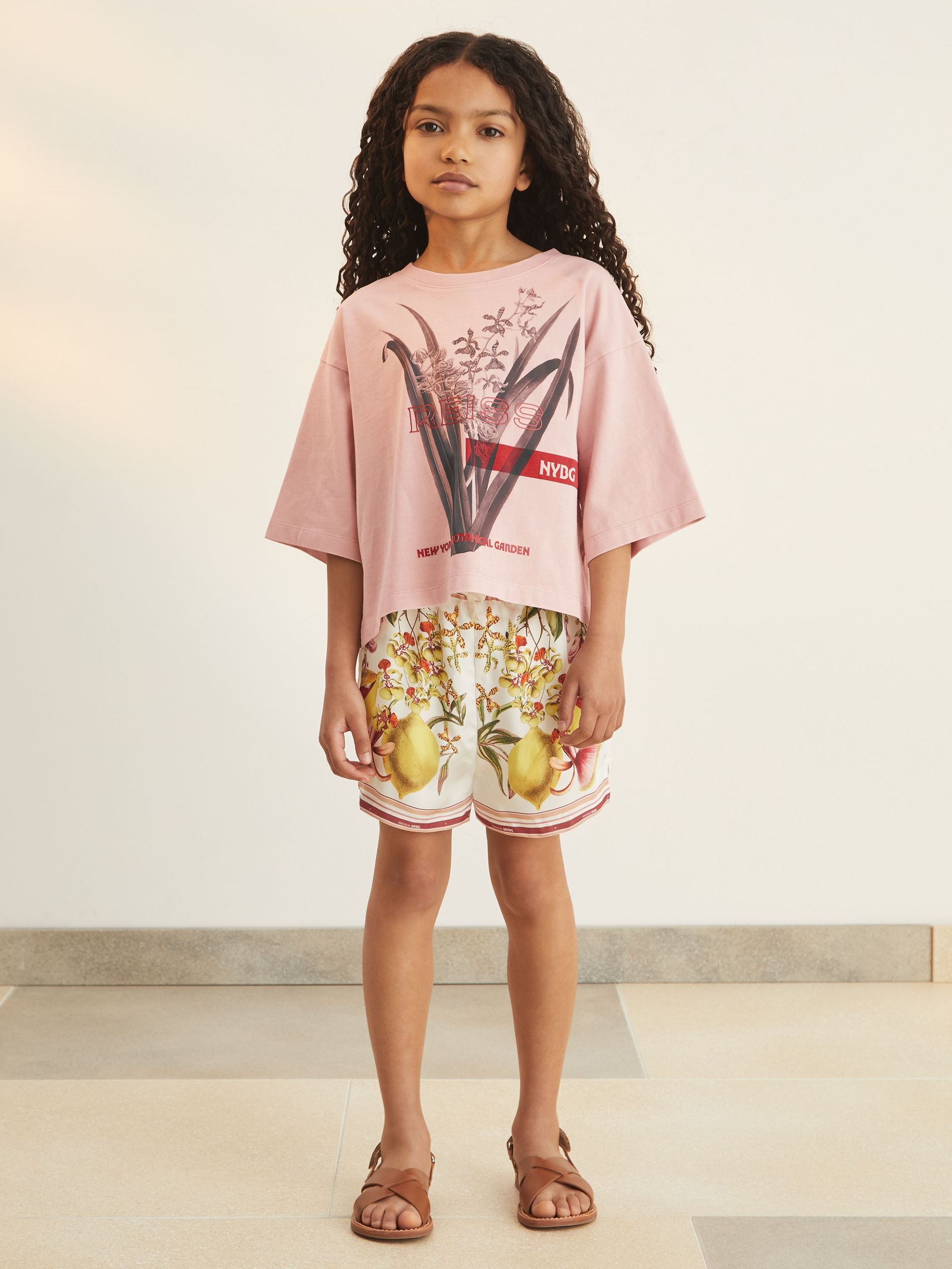 9-13 yrs Reiss | NYBG Floral Oversize T-Shirt in Pink (F30587) | US$50