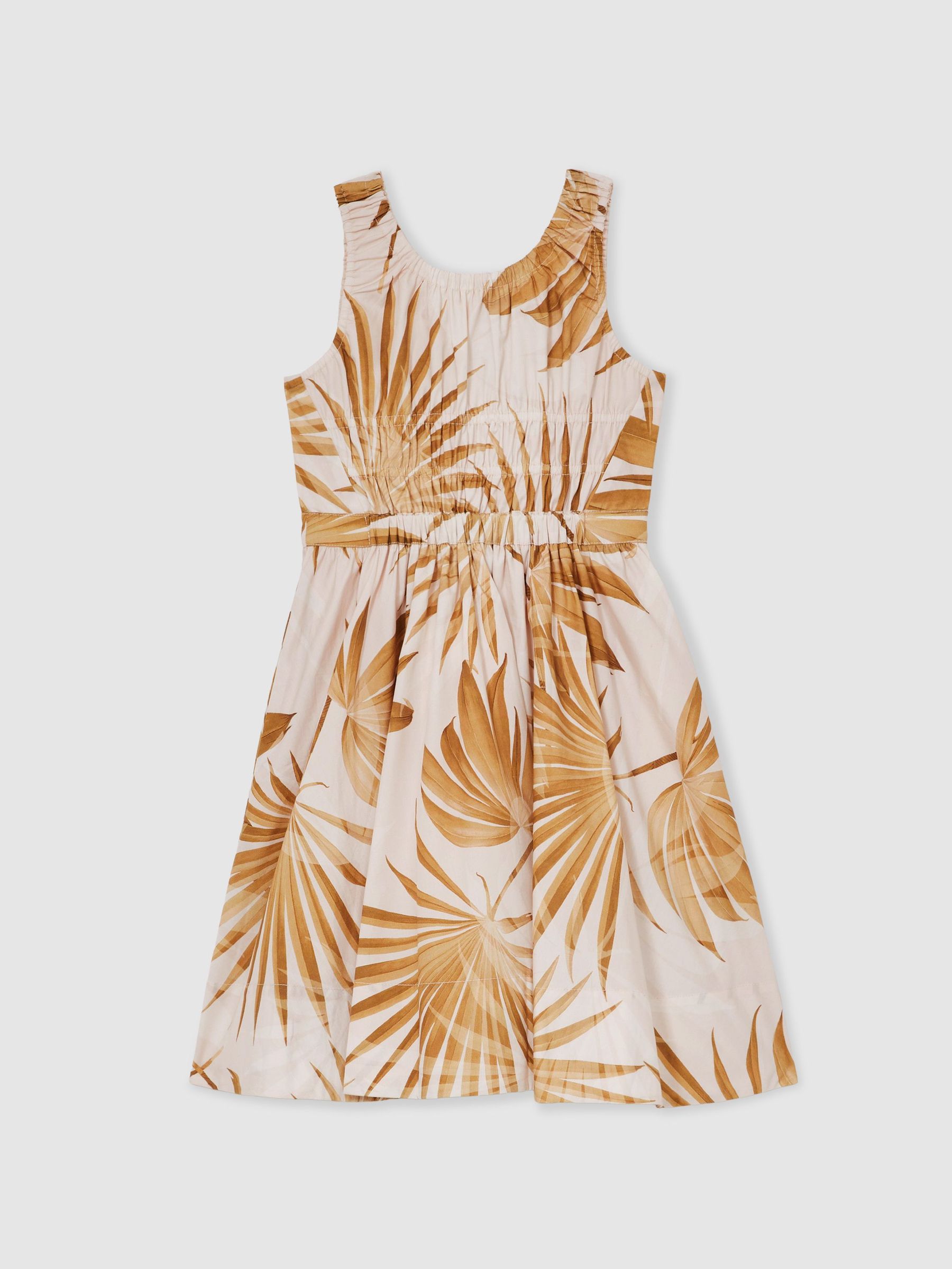 Cotton Shirred Printed Dress in Multi (F30594) | €95