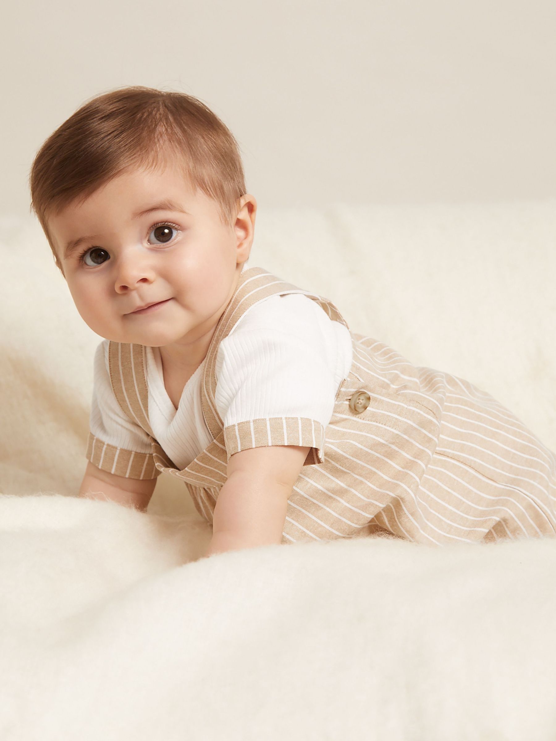 Striped Dungarees Set in Neutral (F31450) | CHF 65