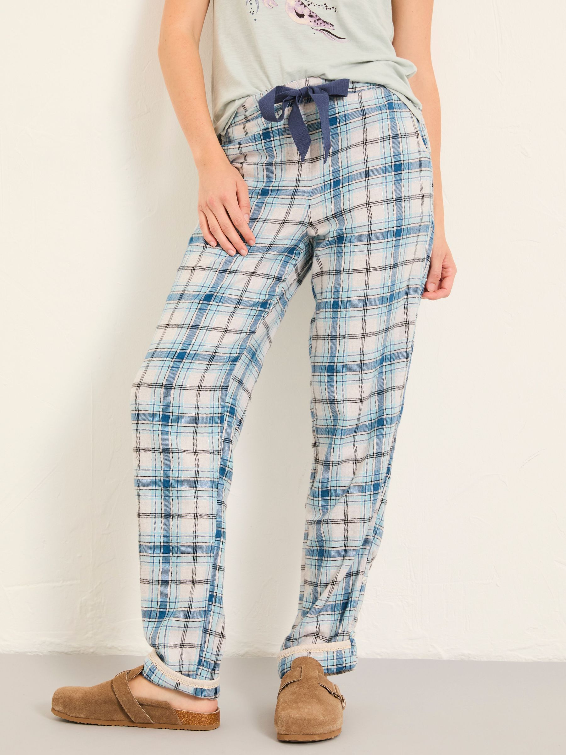 Eva Grey Marl Sparkle Check Pyjama Bottoms (F31580) | $62