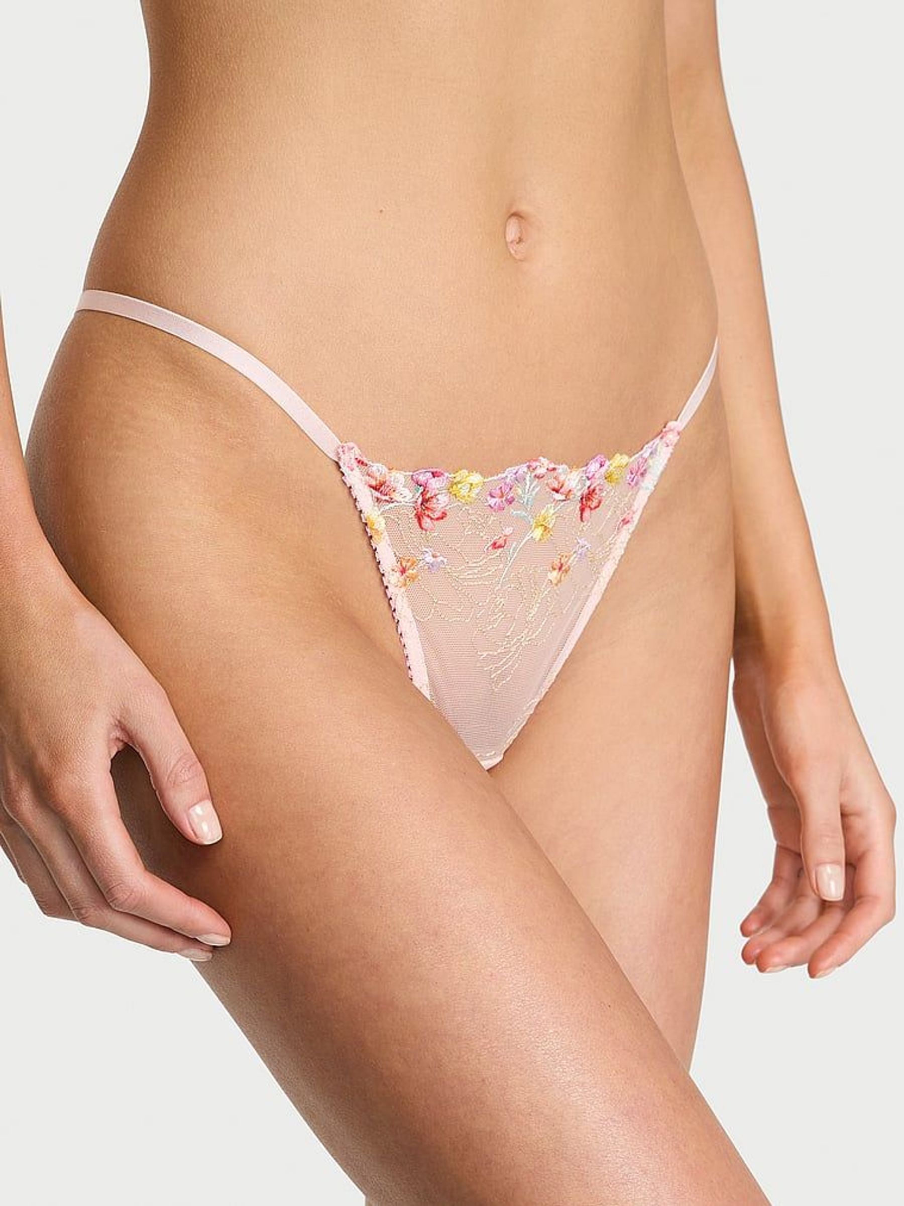 Bloom Pink G String Wildflower Embroidery Knickers (F33694) | €22.50