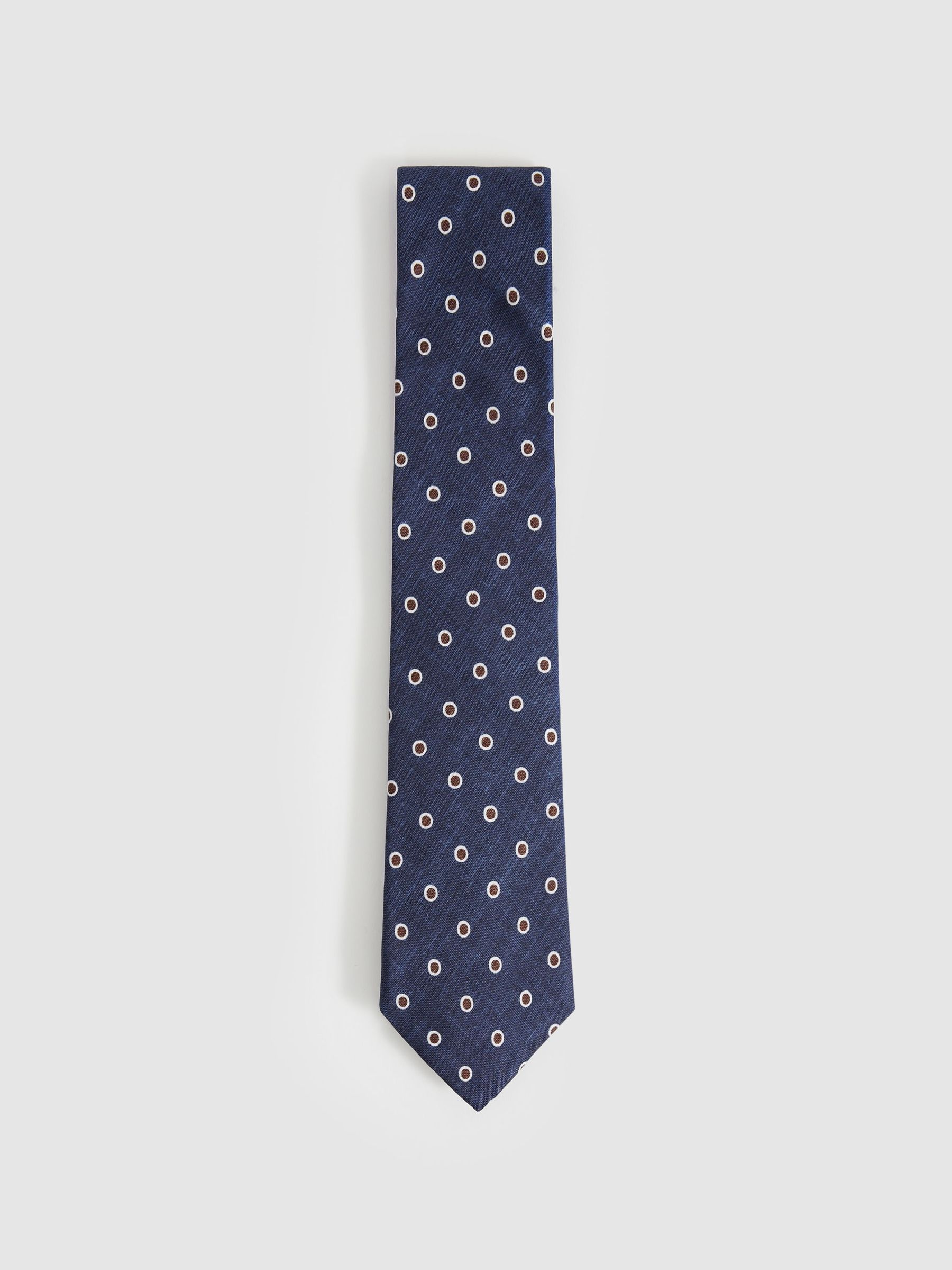 Silk Polka Dot Print Tie in Navy (F33970) | CA$130