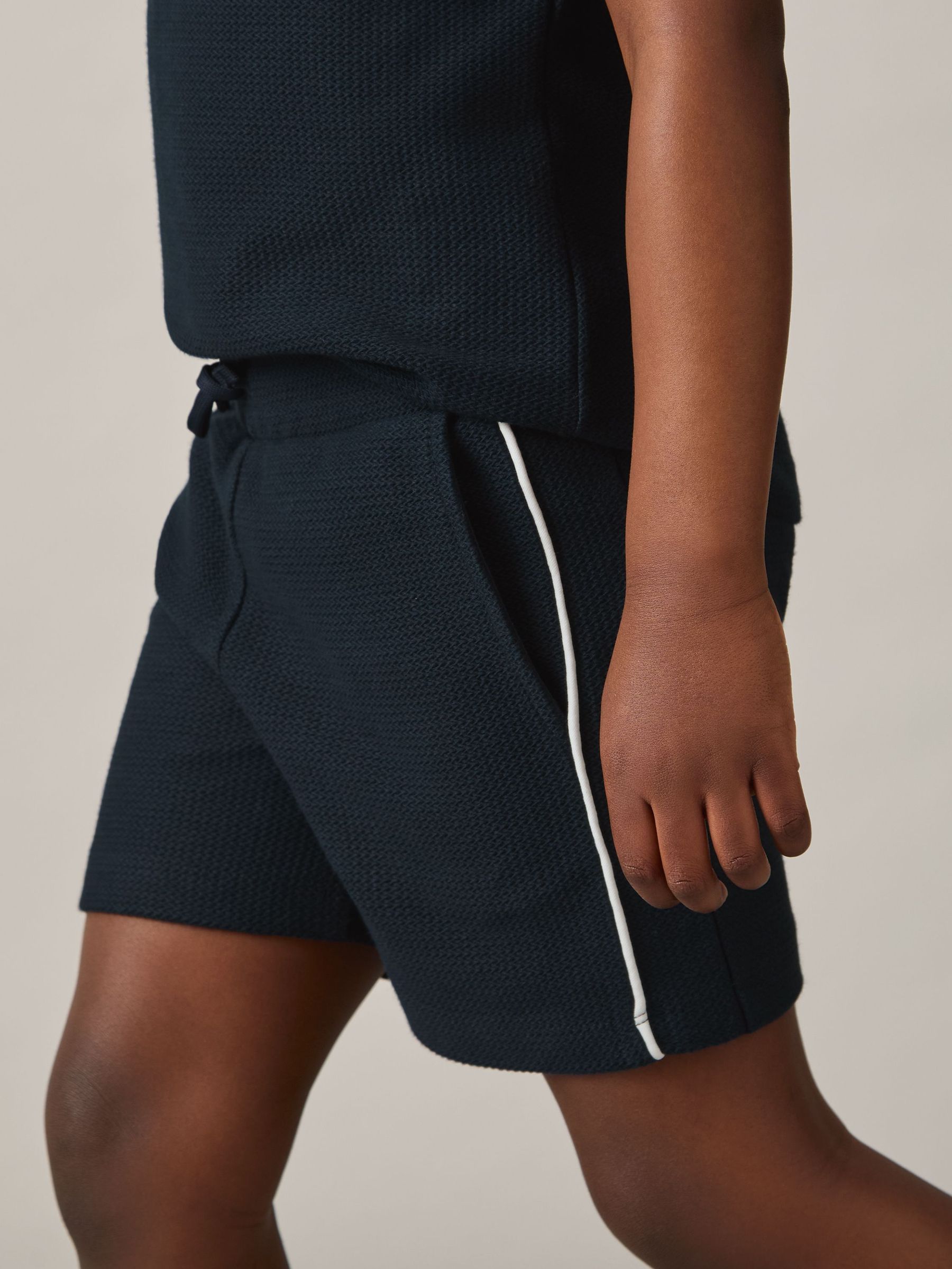 9-13 yrs Cotton Textured Piped Shorts in Navy (F37232) | US$35