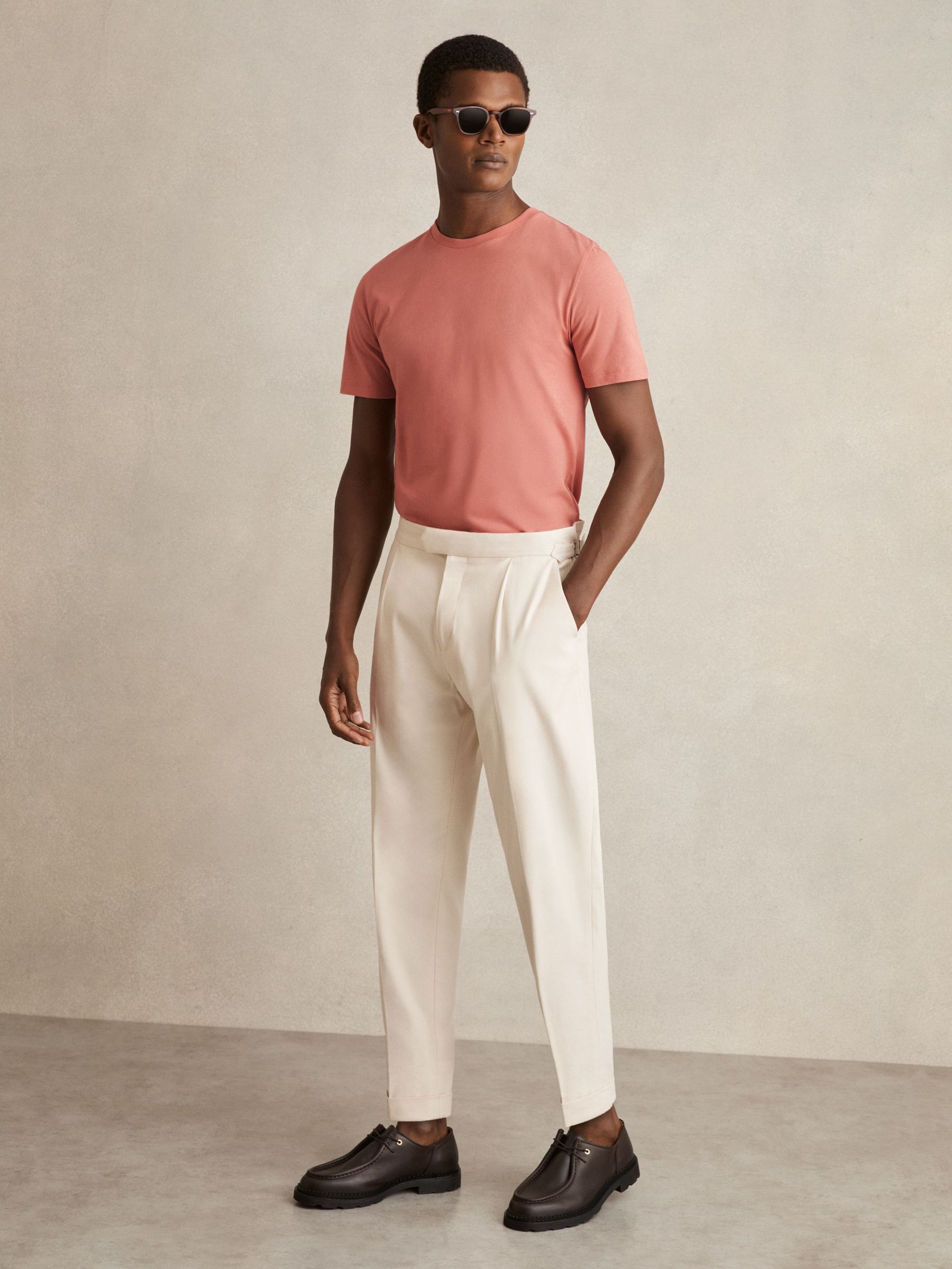 Crew Neck T-Shirt in Salmon Pink (F37234) | US$45