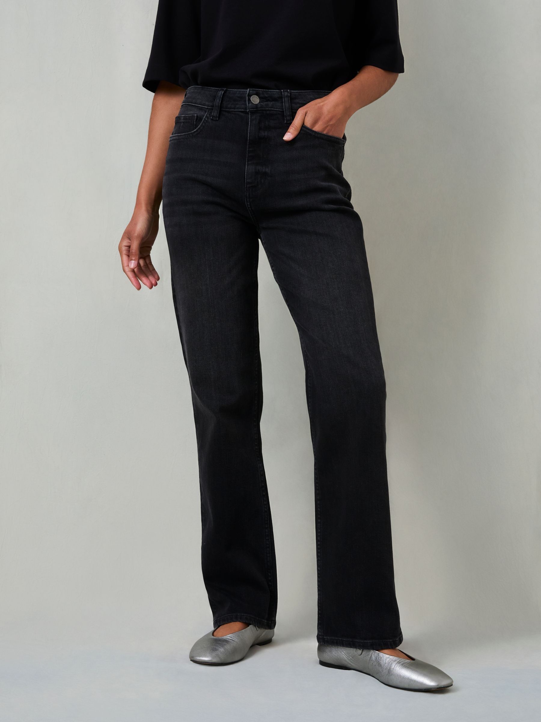 Carmel Washed Black Comfort Straight Jeans (F37339) | $102