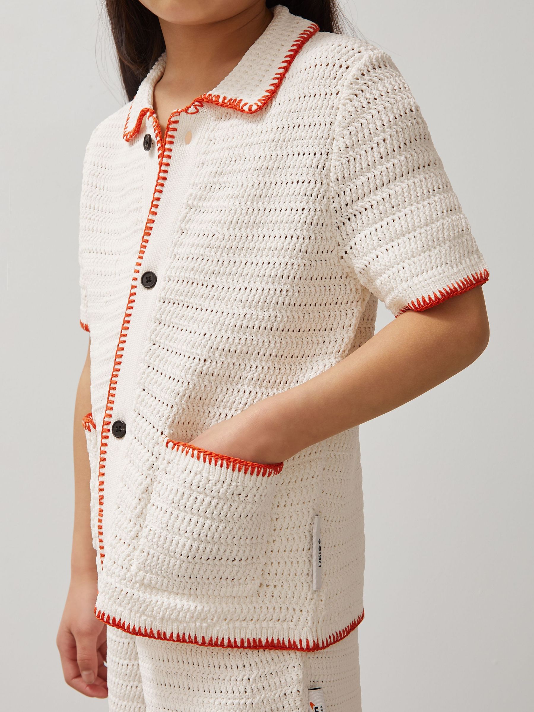 McLaren F1 Team Crochet Shirt in Off White/Orange (F38210) | €65