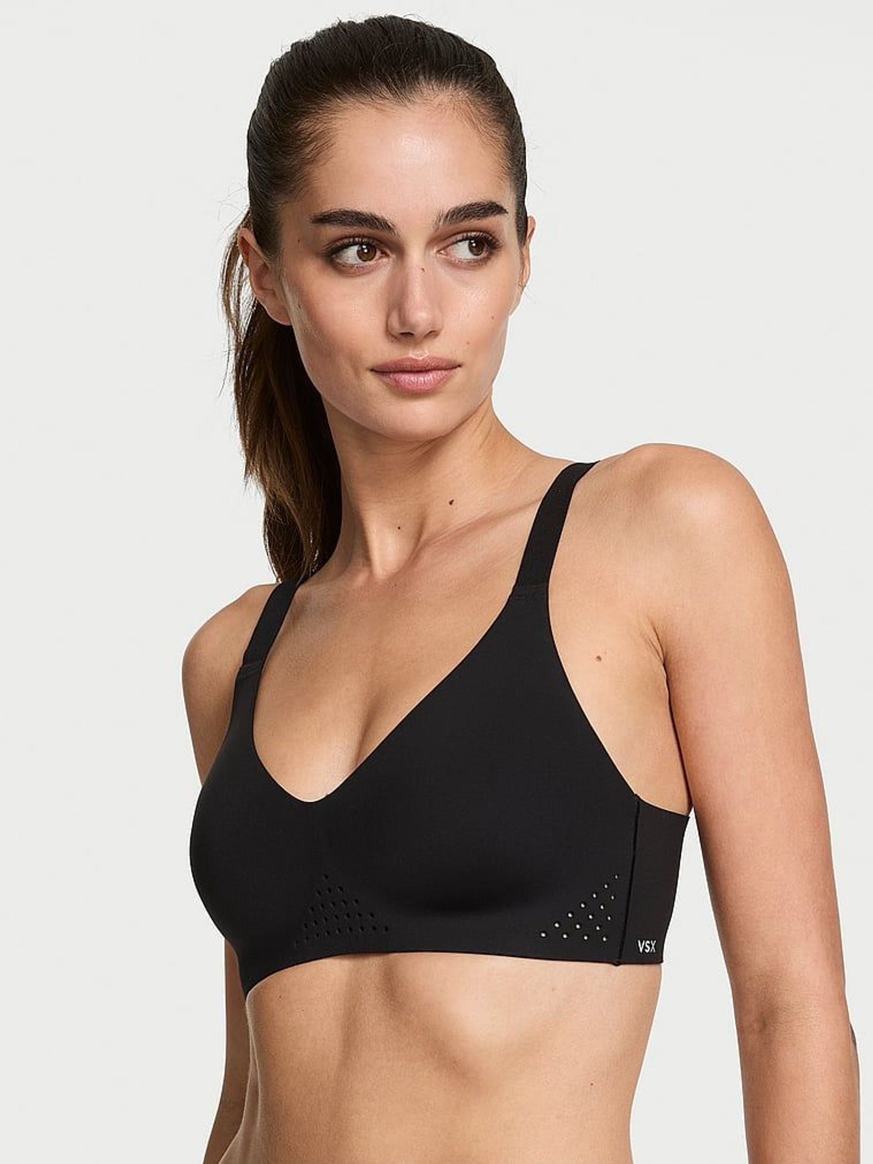 Black VSX Featherweight™ Medium V-Neck Sports Bra (F40296) | €52