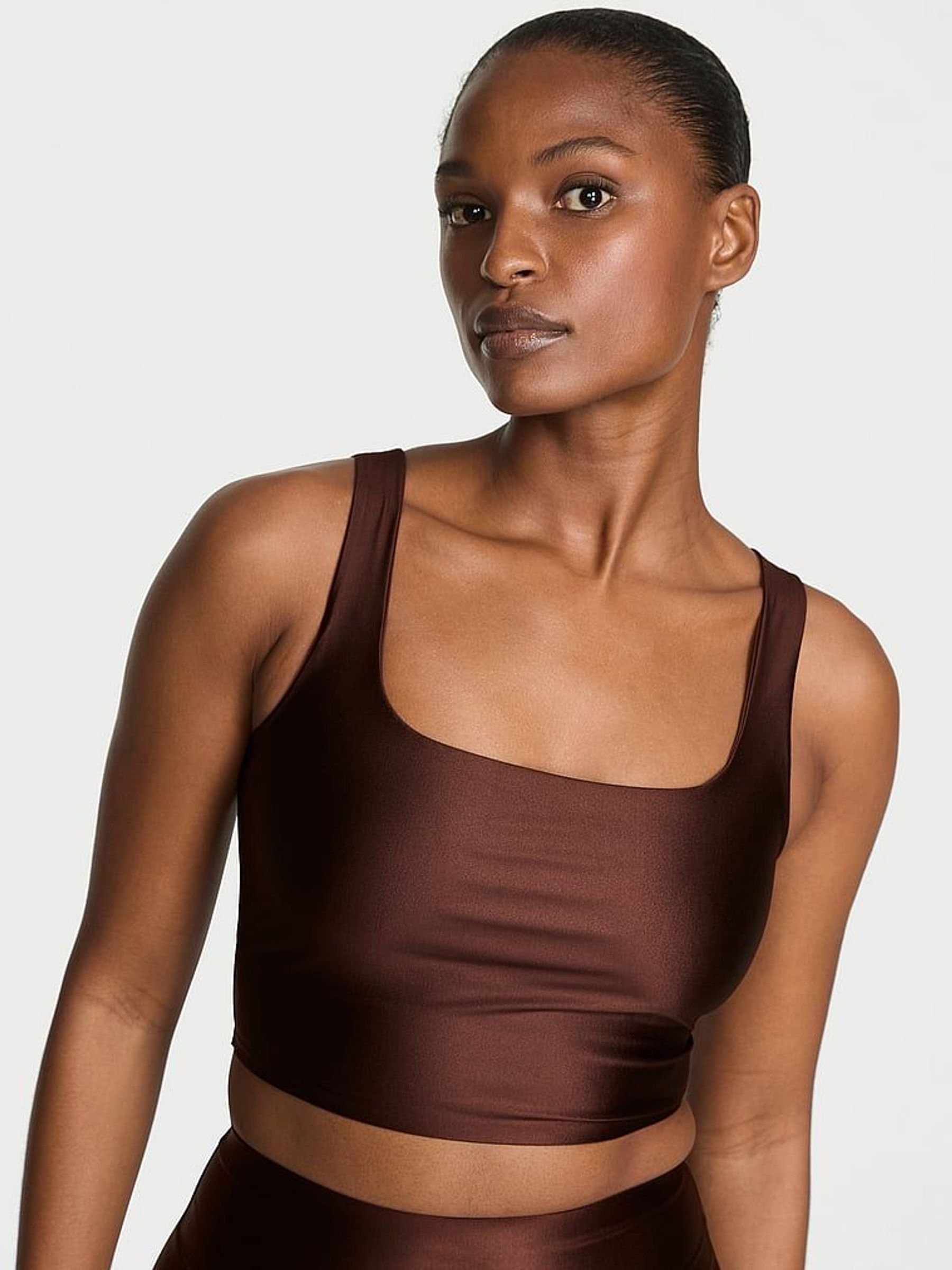Ganache Brown VSX GlossyTech™ Square Neck Bra Top (F40311) | €56
