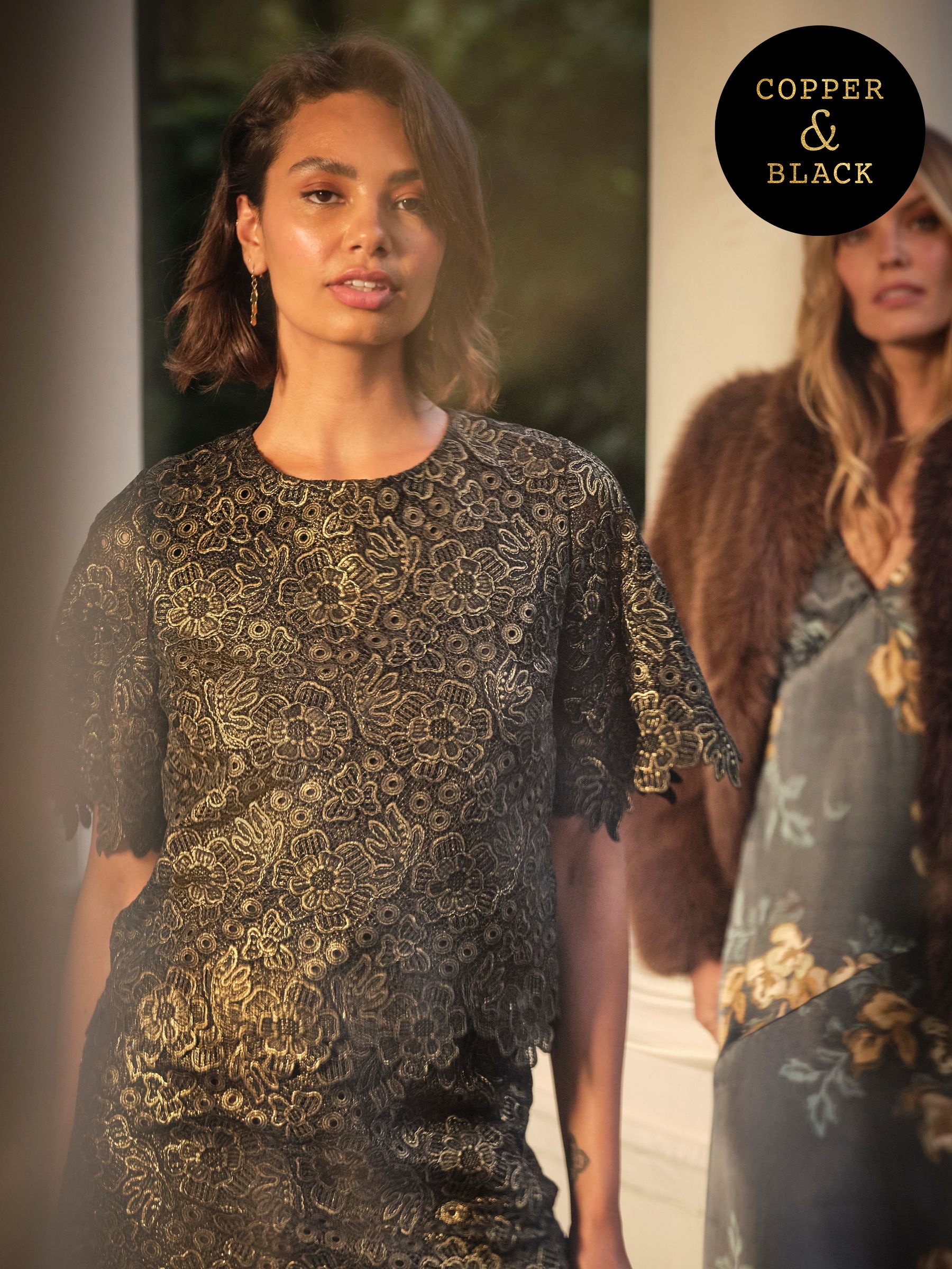 Lara Gold Lace Top (F40770) | $112