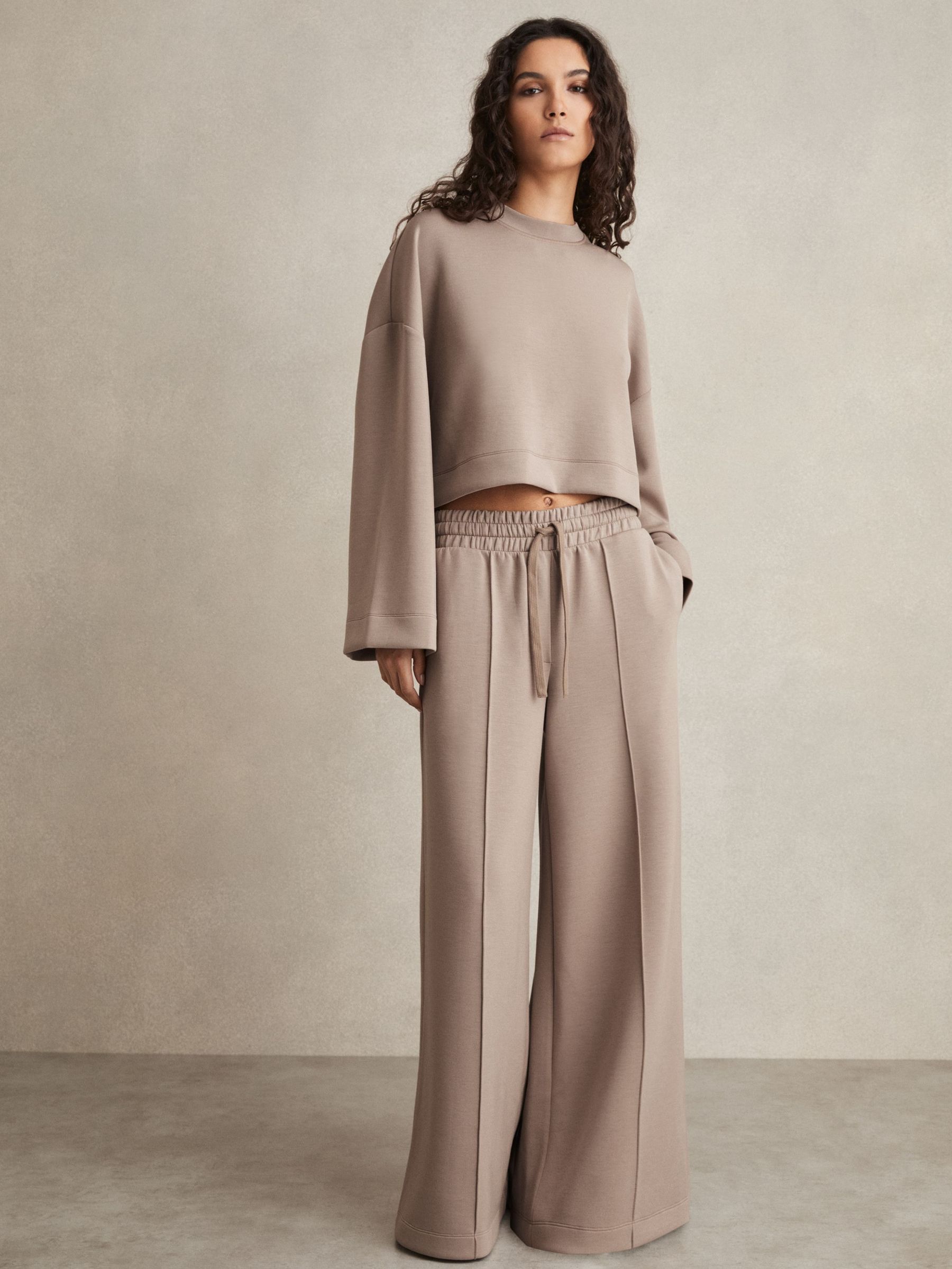 Wide Leg Drawstring Joggers in Taupe (F40797) | HK$1,960