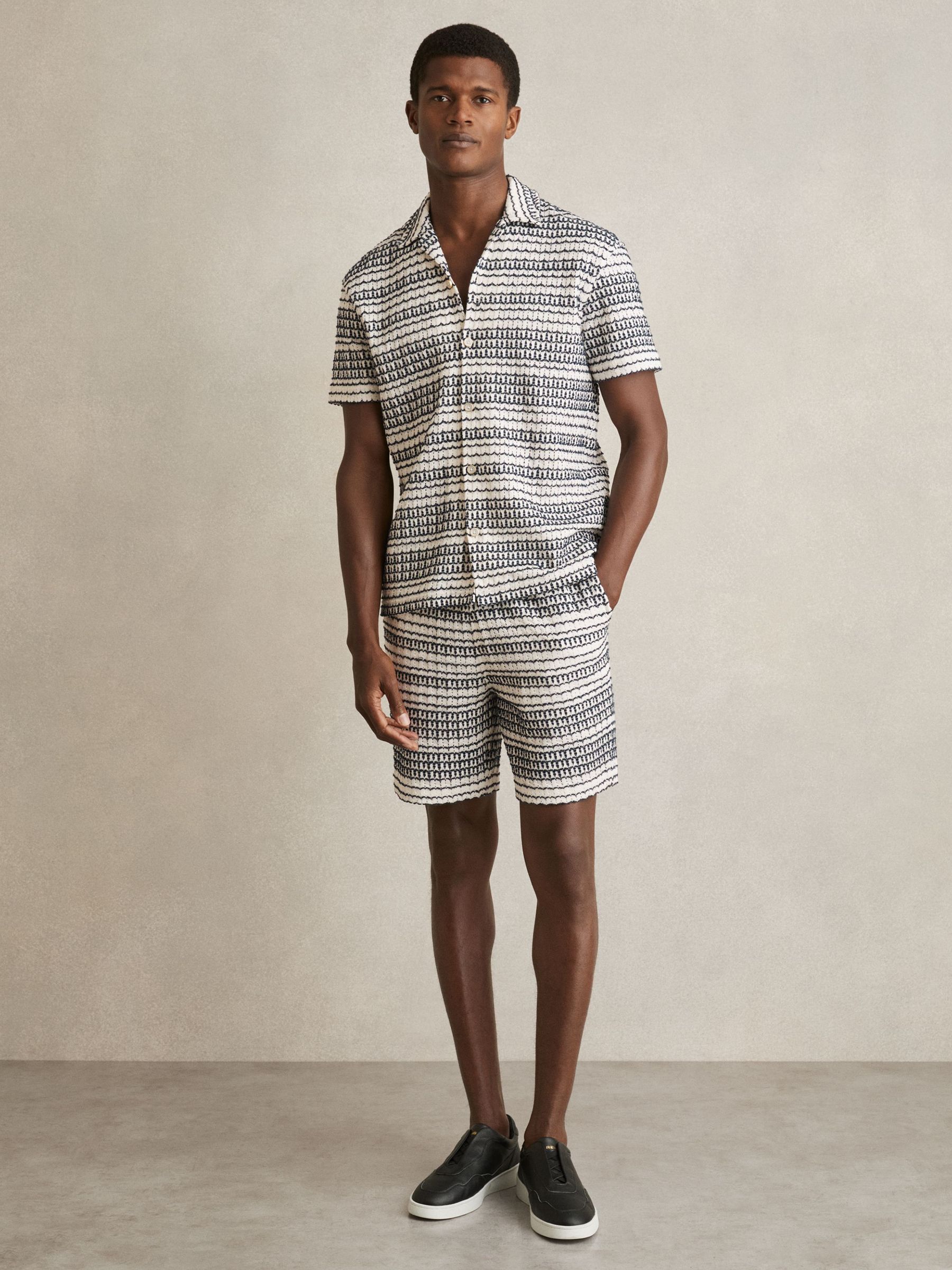 Crochet Drawstring Shorts in White/Black (F42240) | US$160