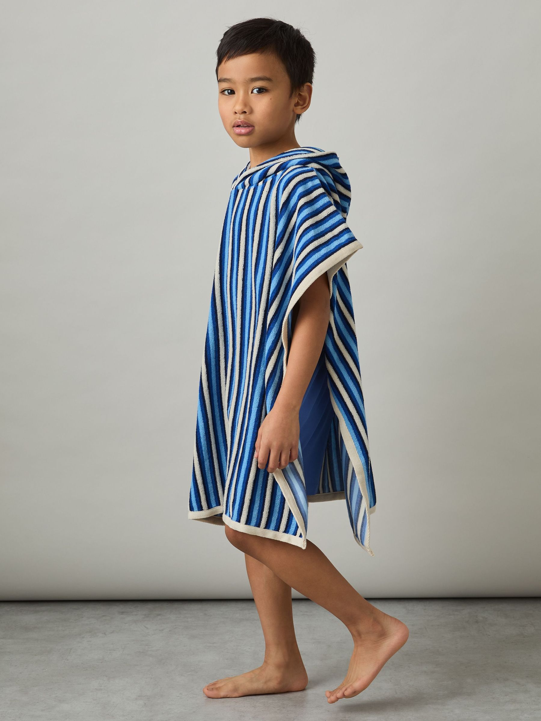 3-9 yrs Stripe Hooded Towel Cape in Blue Multi (F44873) | €35