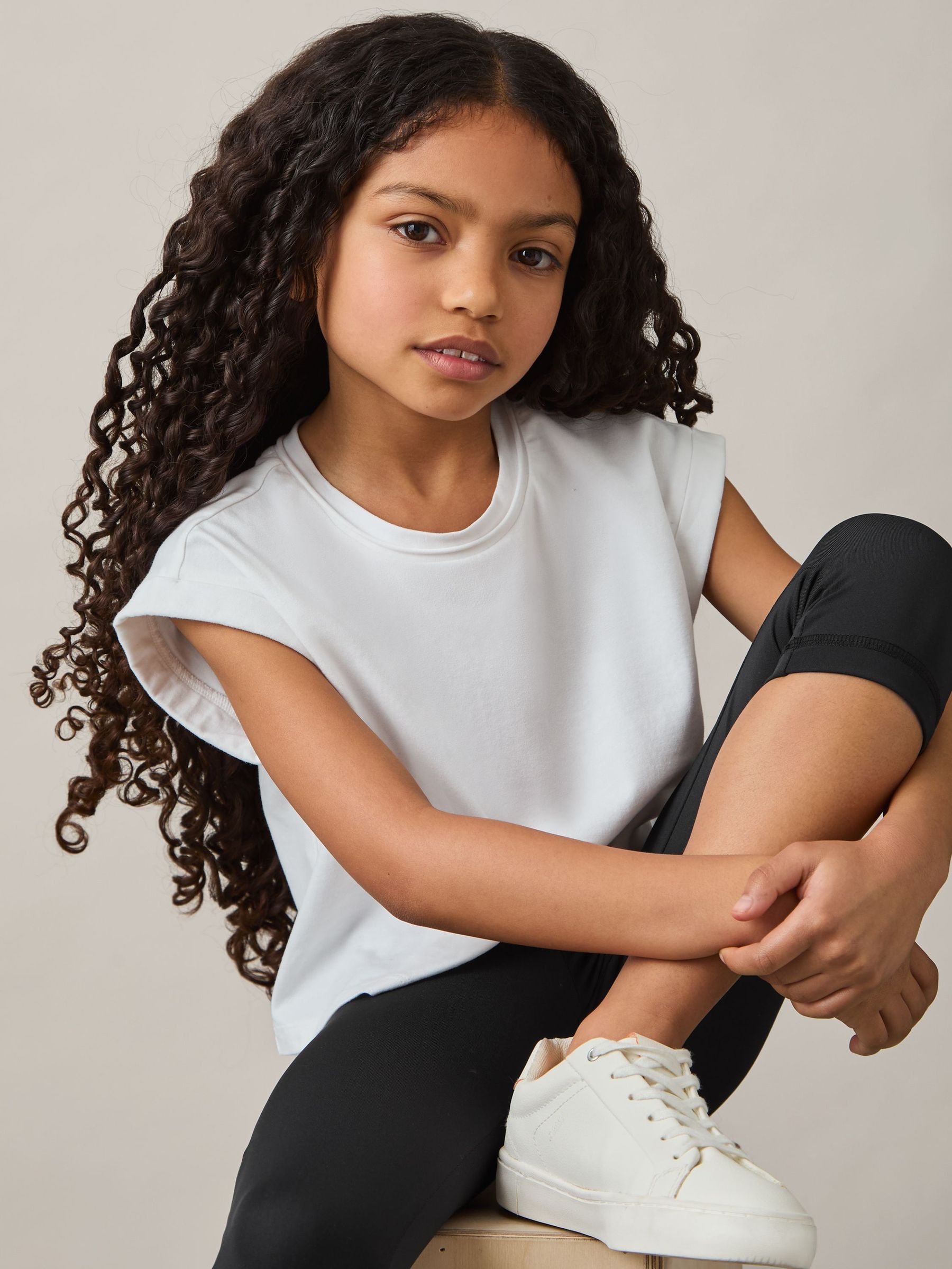 9-13 yrs Three-Quarter Length Leggings in Black (F45225) | US$30