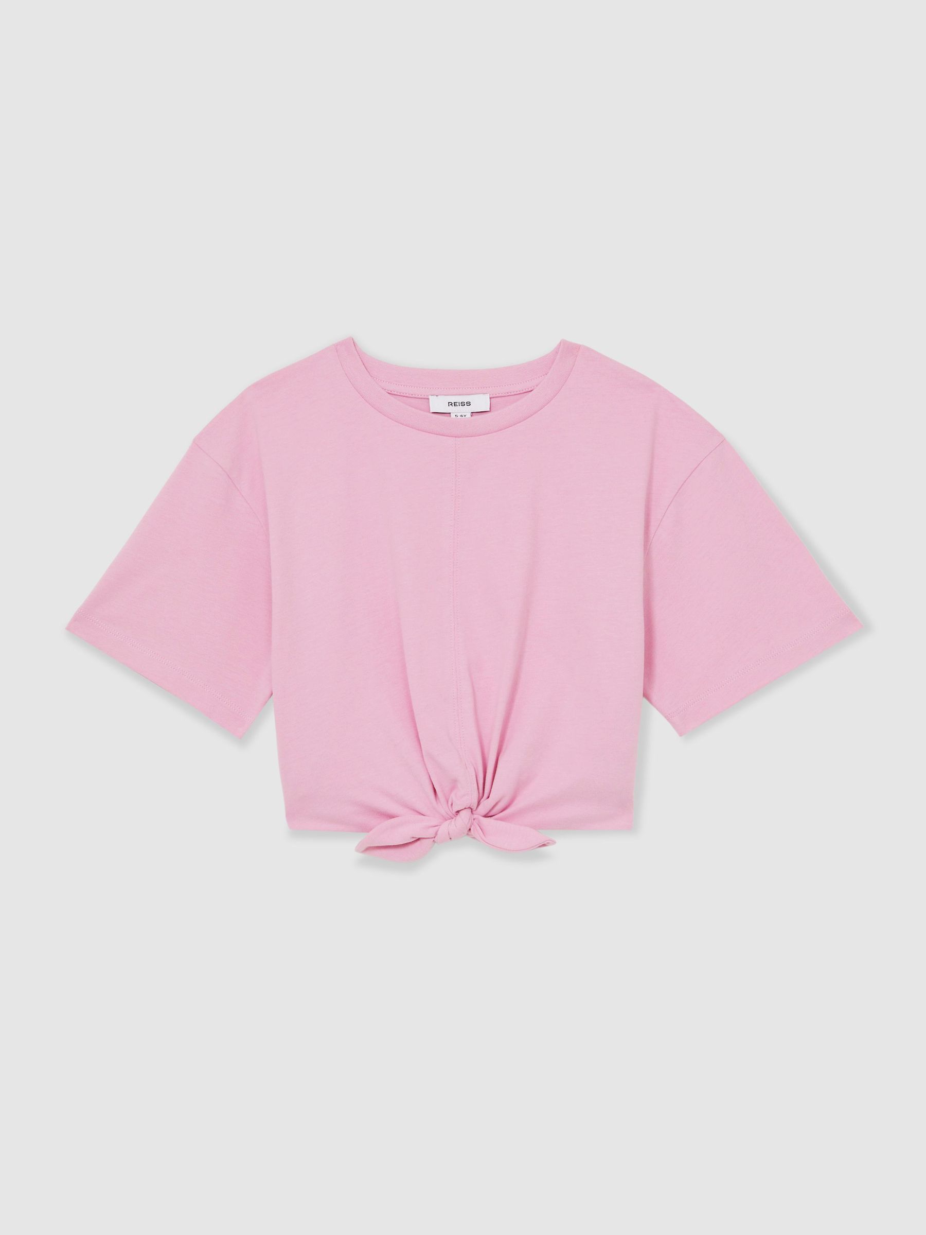 Cotton Tie-Front Cropped T-Shirt in Pink (F45230) | €25