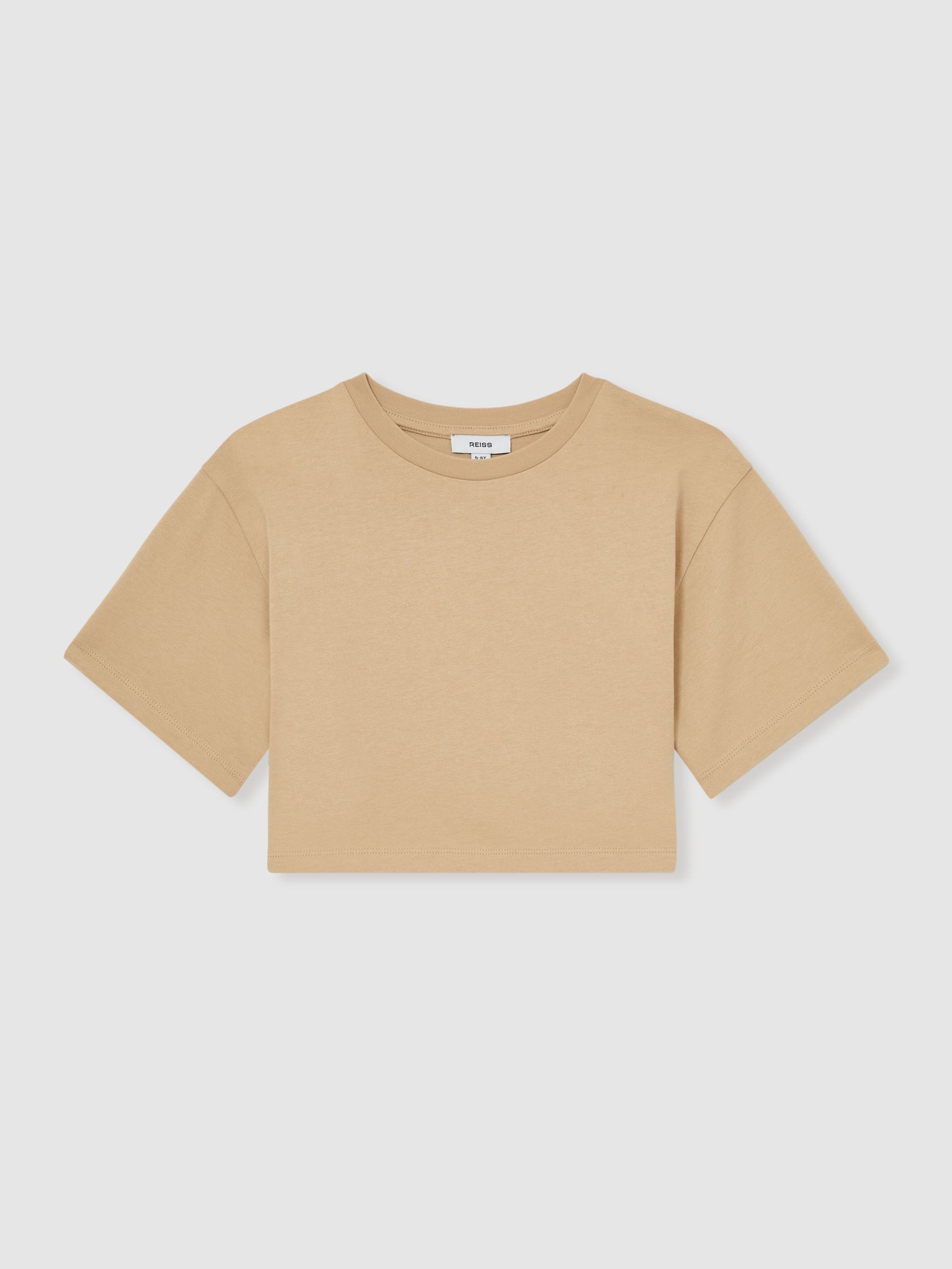 Oversize Cotton Cropped T-Shirt in Sand (F45243) | €20