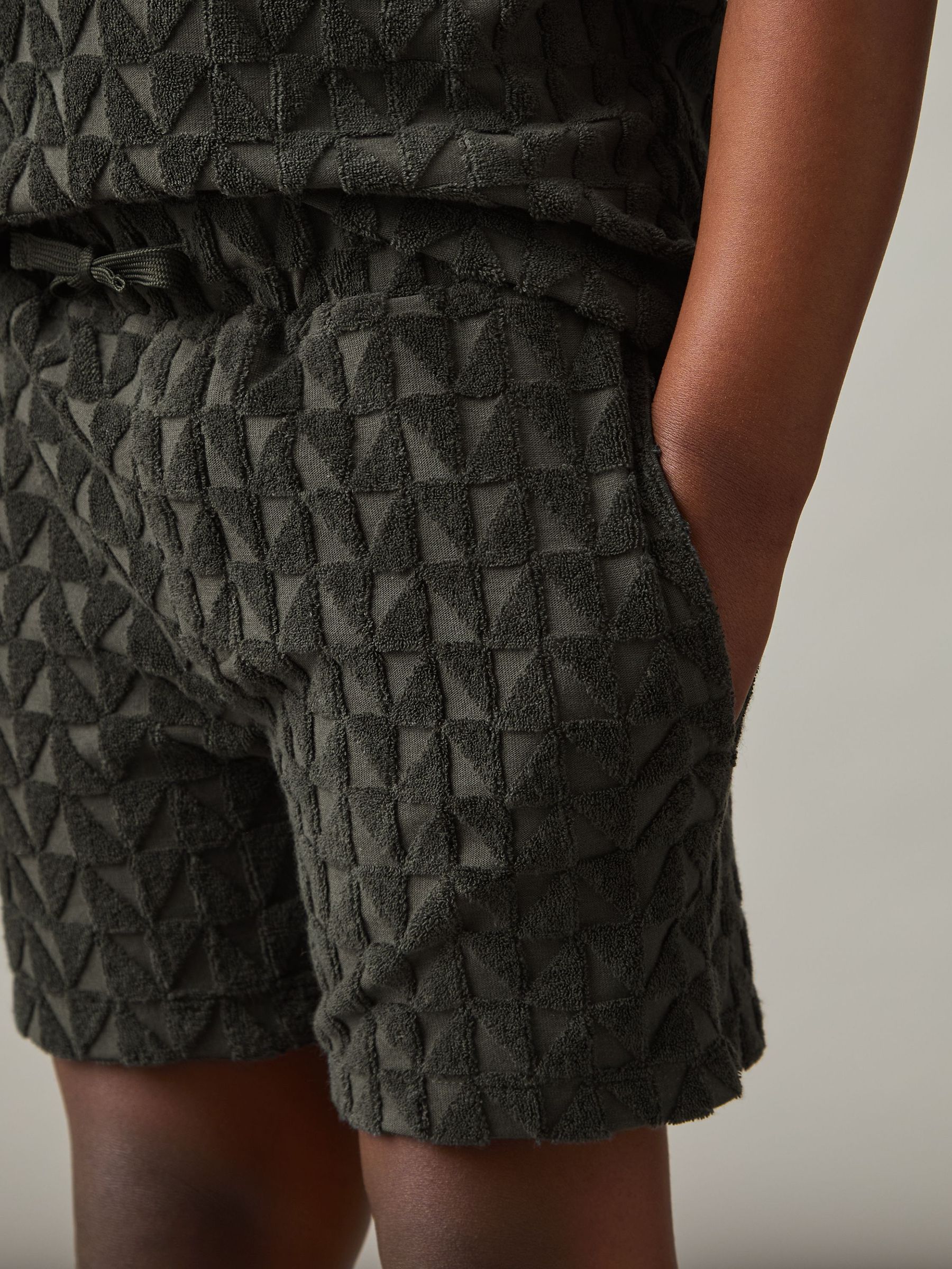 9-13 yrs Textured Towelling Shorts in Dark Sage (F45255) | $60