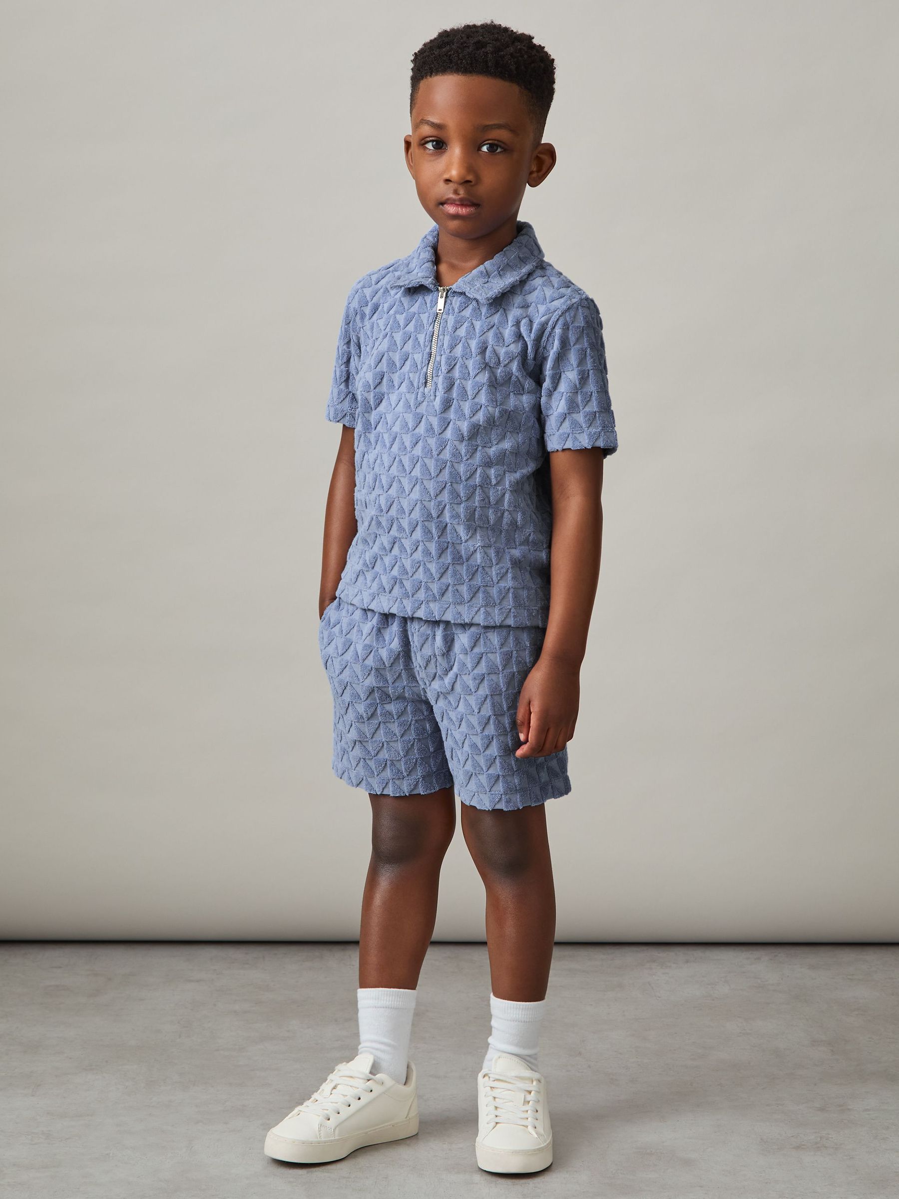 Polo texturé en tissu éponge 3-9 ans, bleu Airforce (F45256) | 40 €