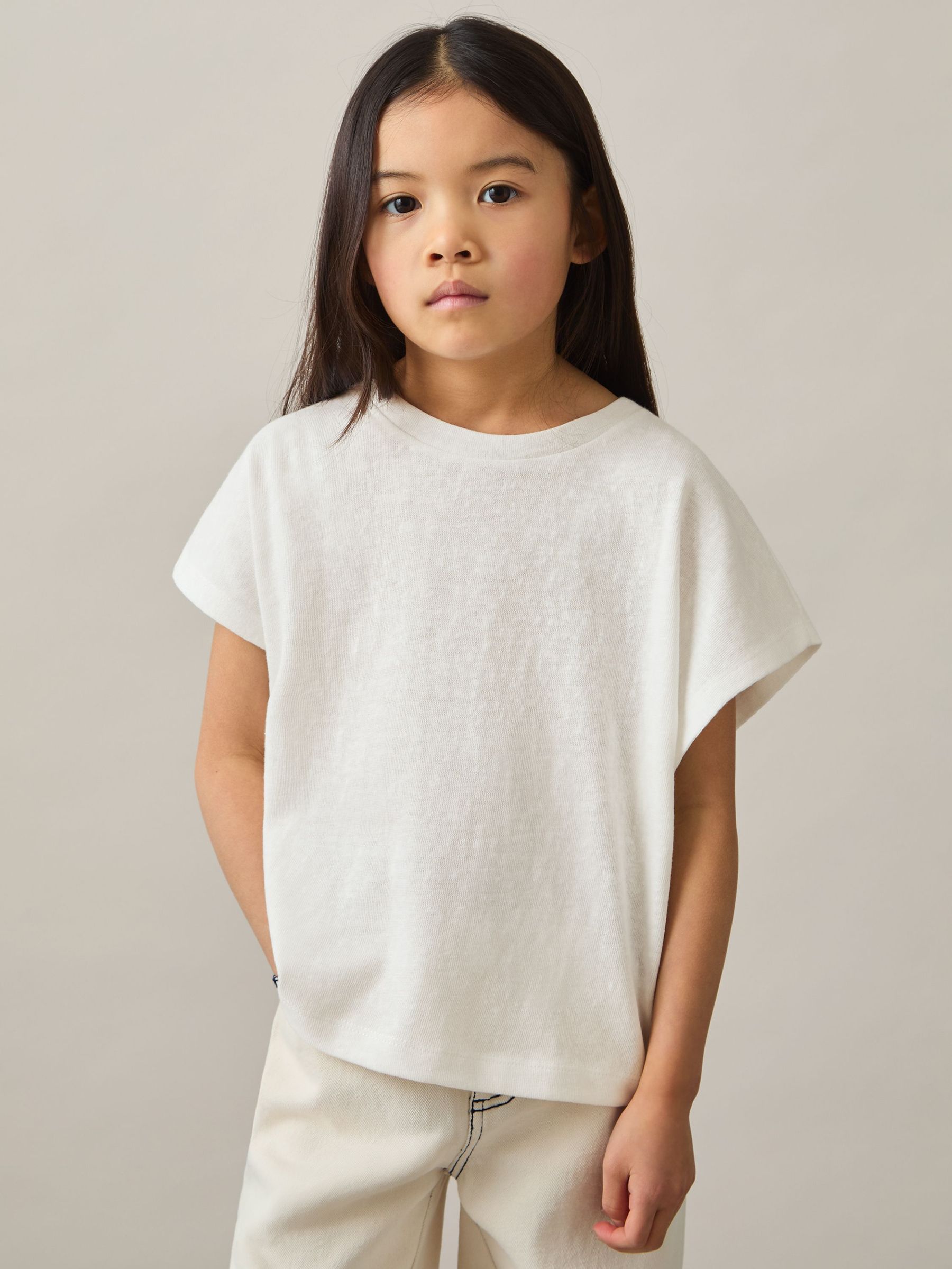 Oversized Cotton-Blend T-Shirt in Ivory (F45257) | €30