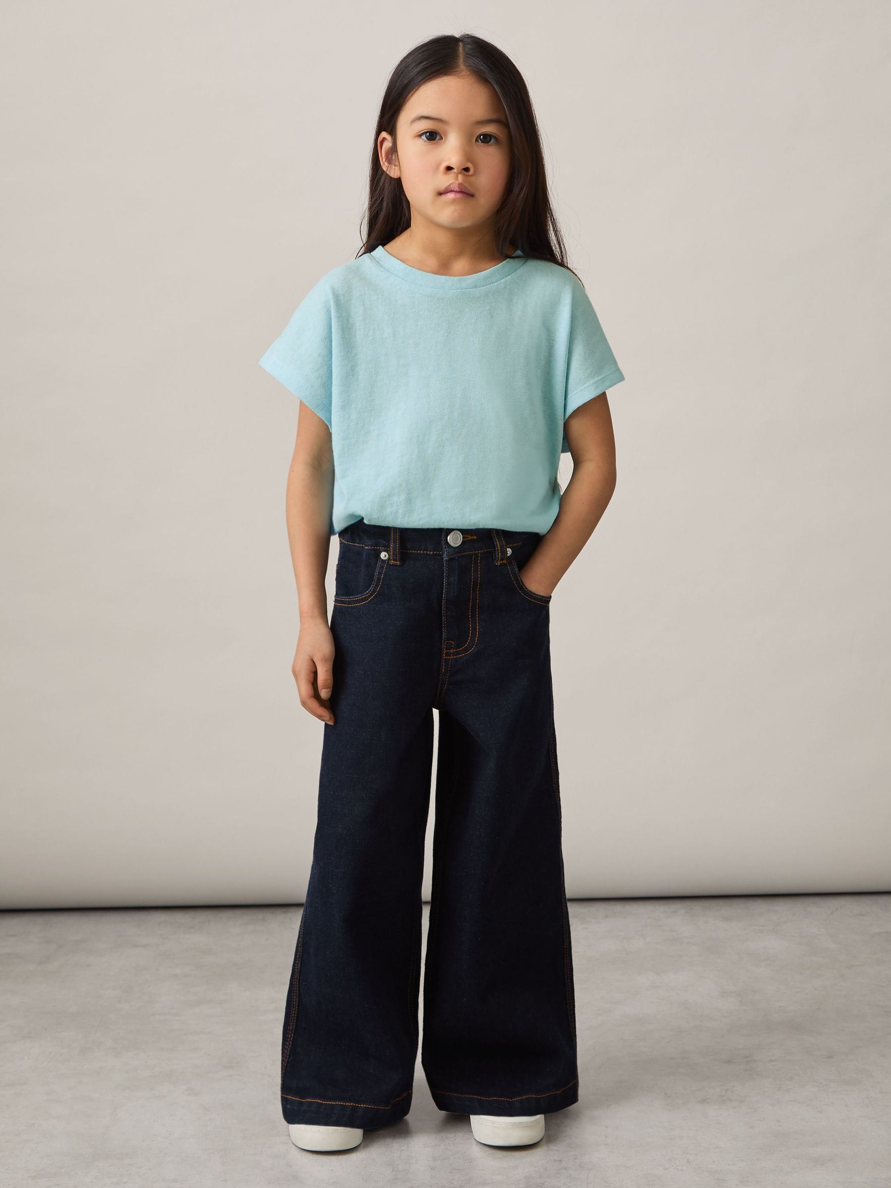 Oversized Cotton-Blend T-Shirt in Blue (F45270) | US$30