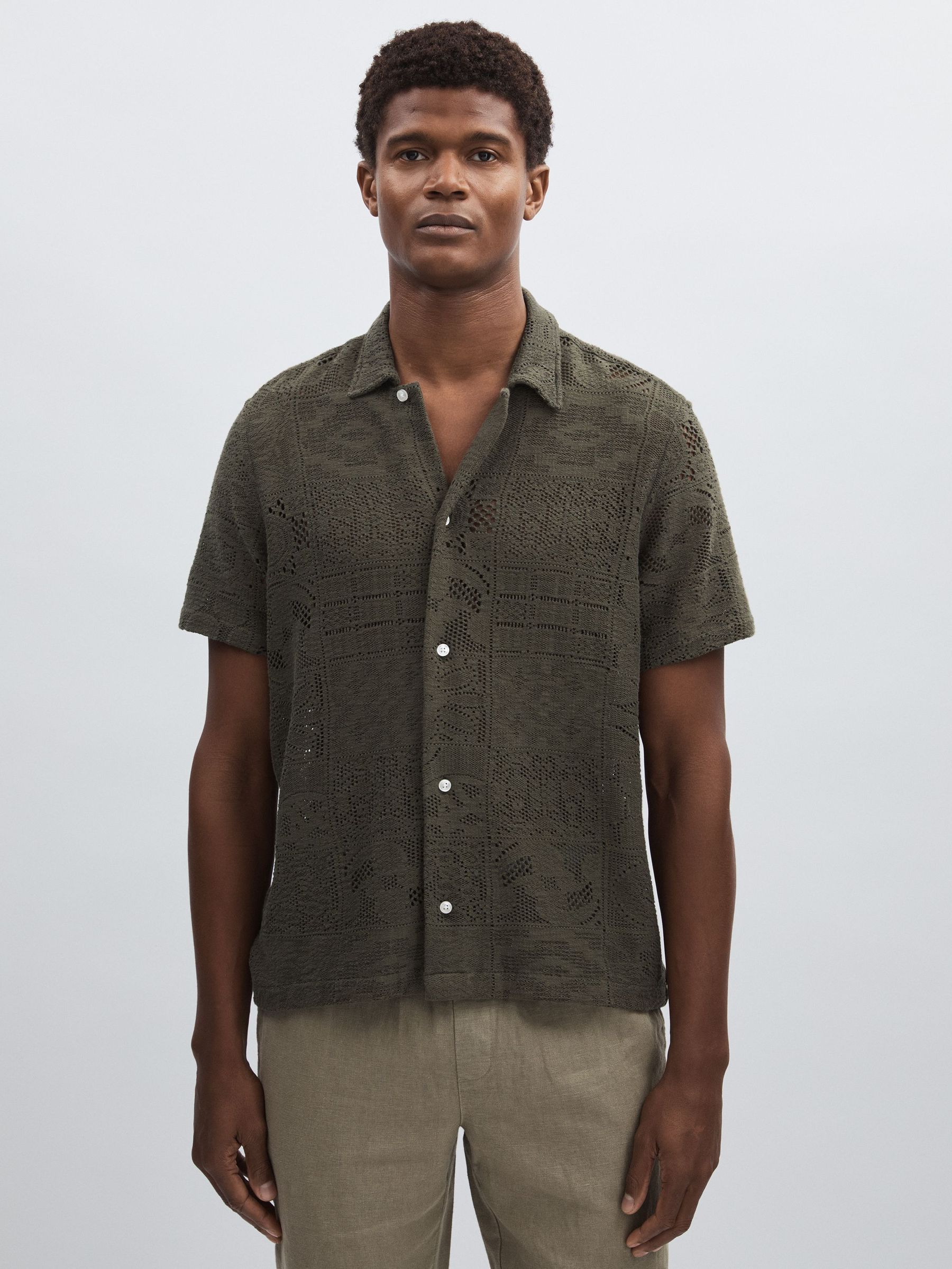 Blend Lace Shirt in Olive Green (F47021) | €220