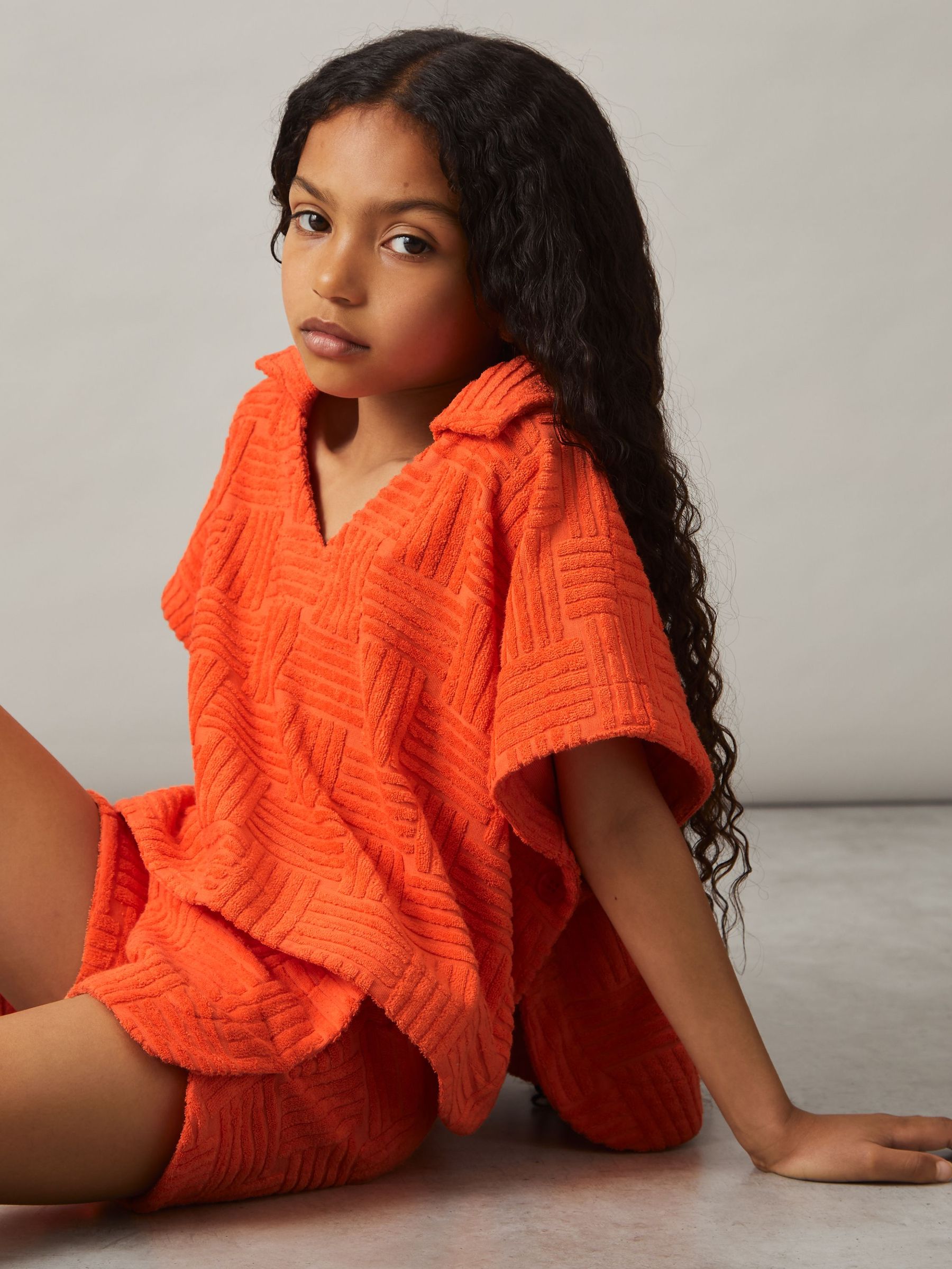 Towelling Shirt And Shorts Set in Orange (F47029) | €70