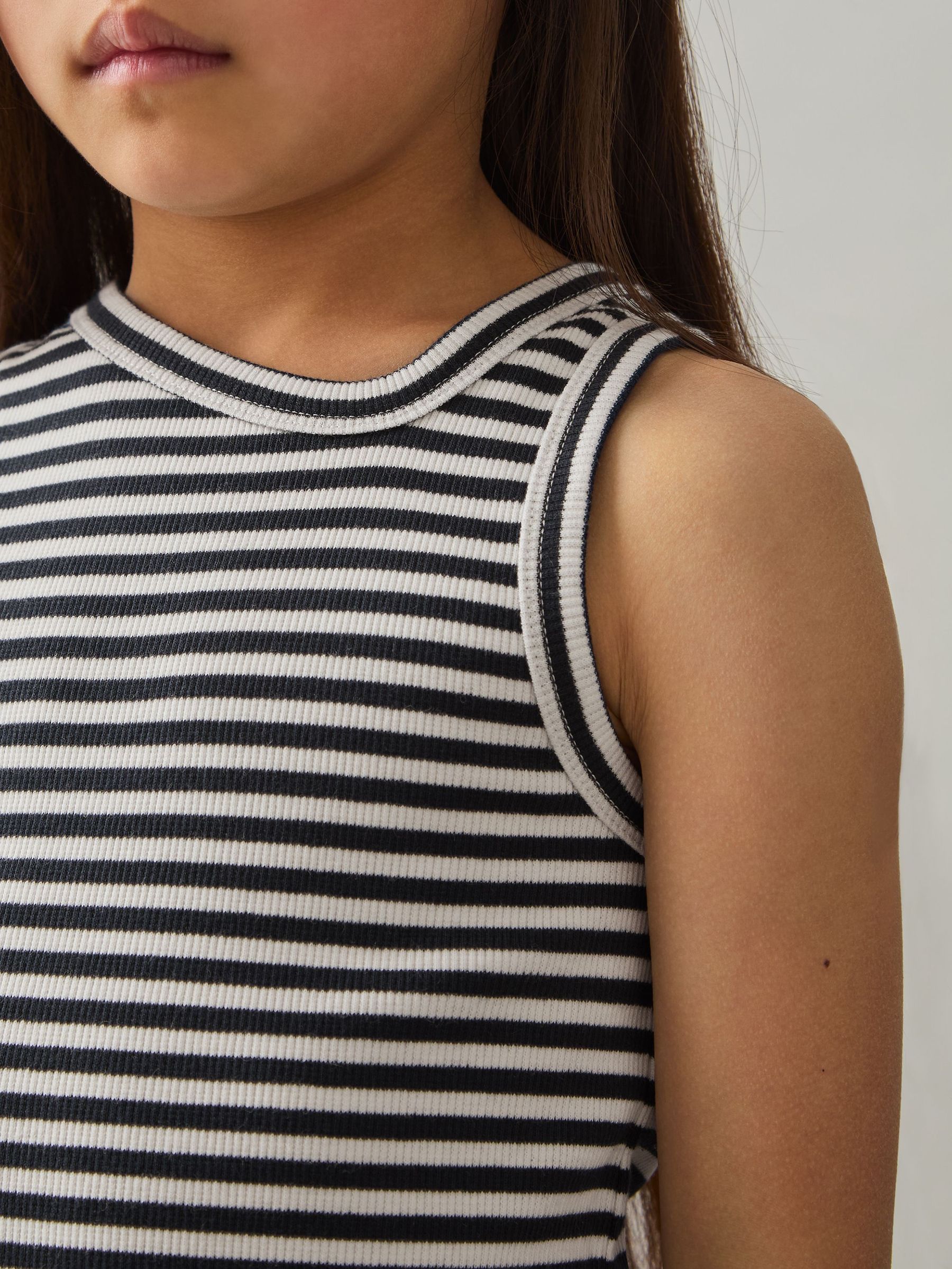 Stretch-Cotton Stripe Asymmetric Vest in Navy (F47041) | €25