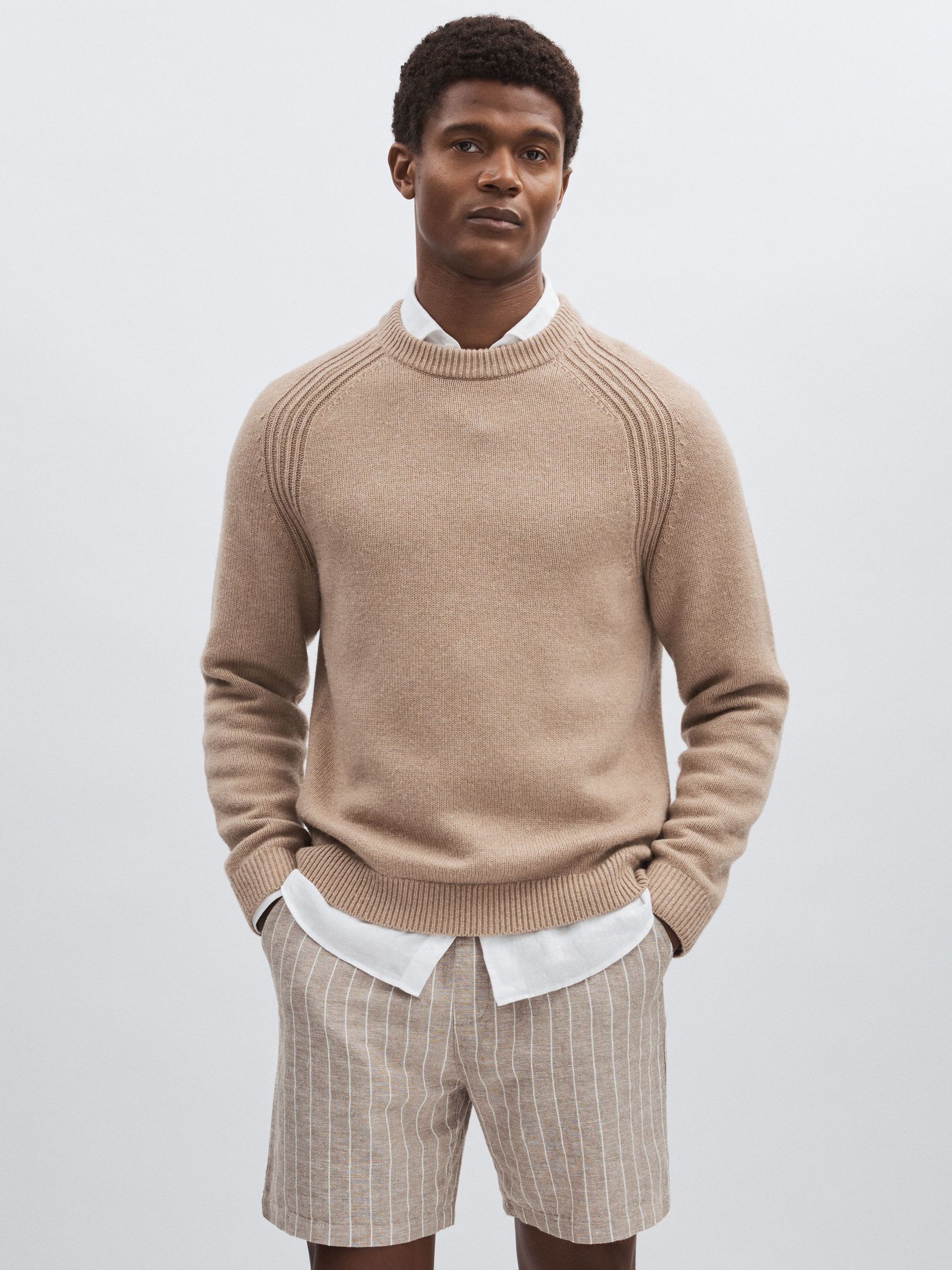 Linen-Cotton Shorts in Ivory/Neutral Stripe (F47042) | €105