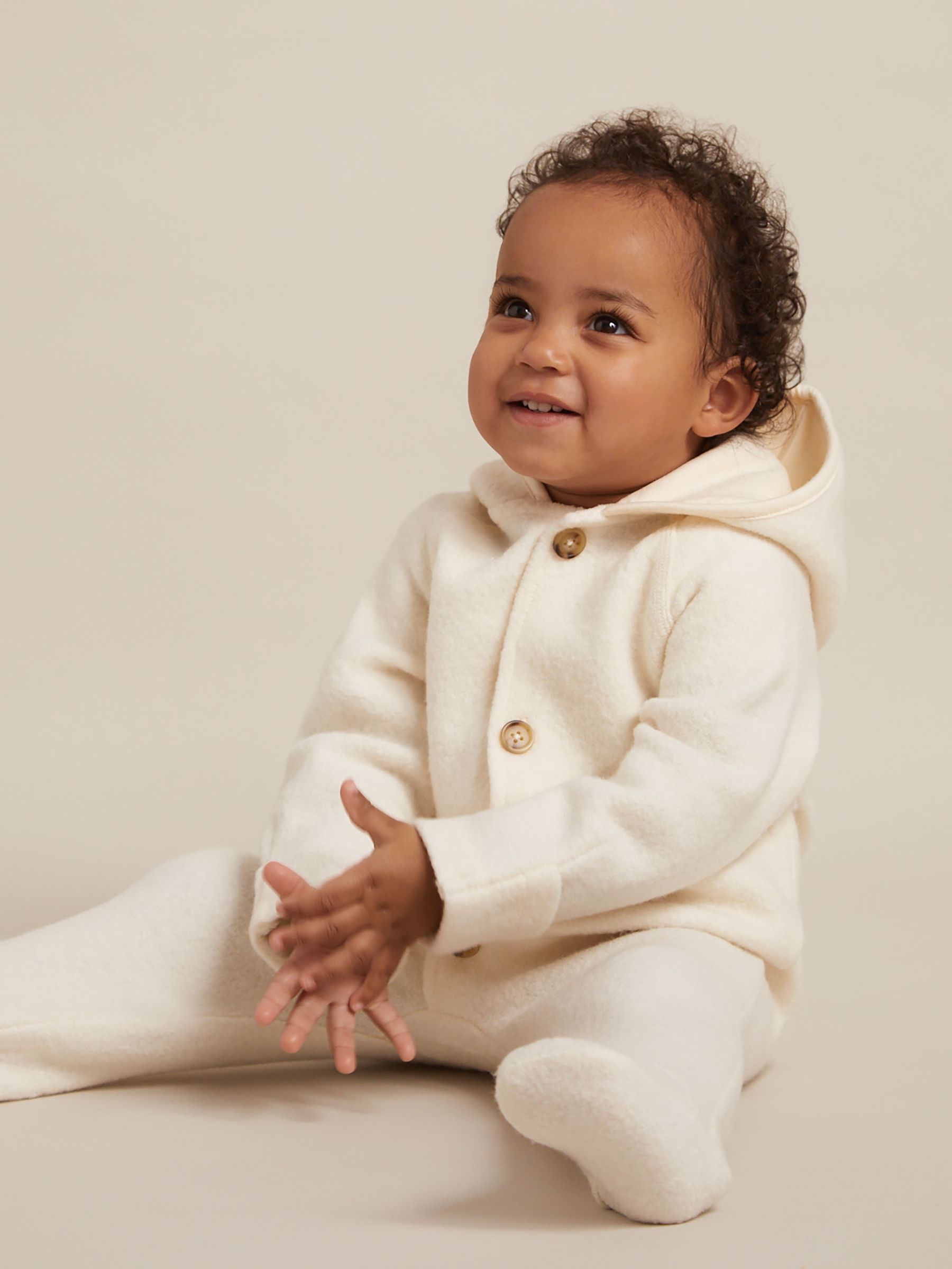 Hooded Boiled-Wool Pram Suit in Neutral (F47277) | HK$830