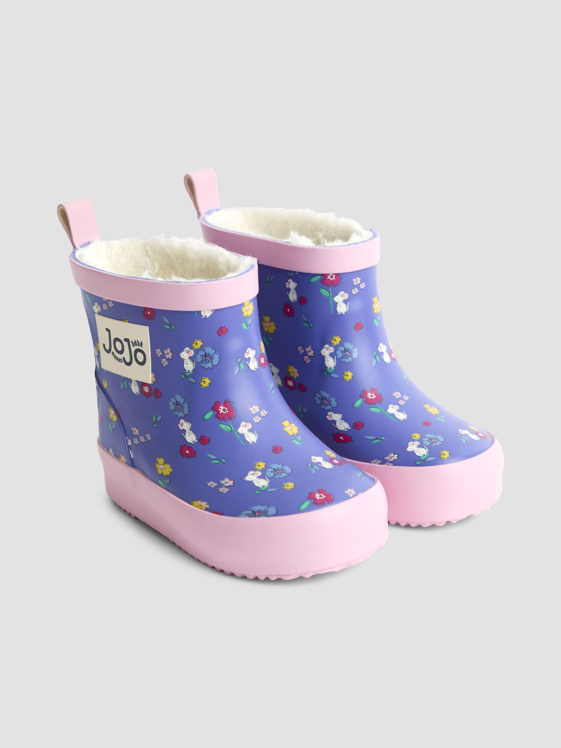 Purple Mouse Short Cosy Lined Mouse Wellies (F47404) | $42 - $45