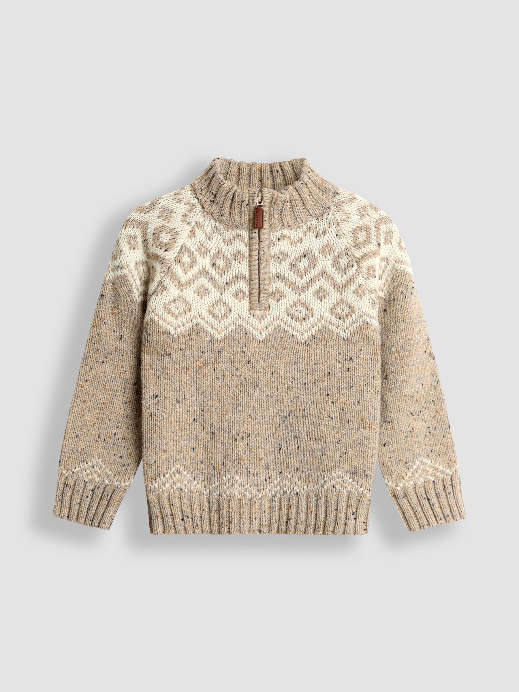 Natural Fair Isle Half Zip Knit Jumper (F49200) | $51 - $62
