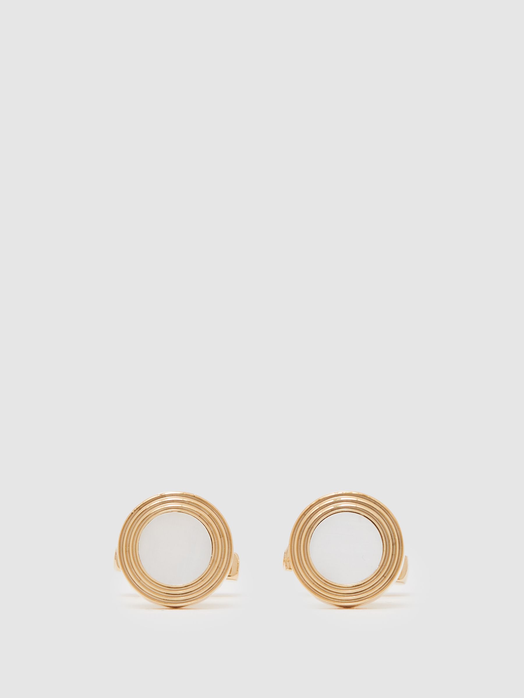 Inlaid Round Ridge Cufflinks in Gold Tone (F49243) | HK$880