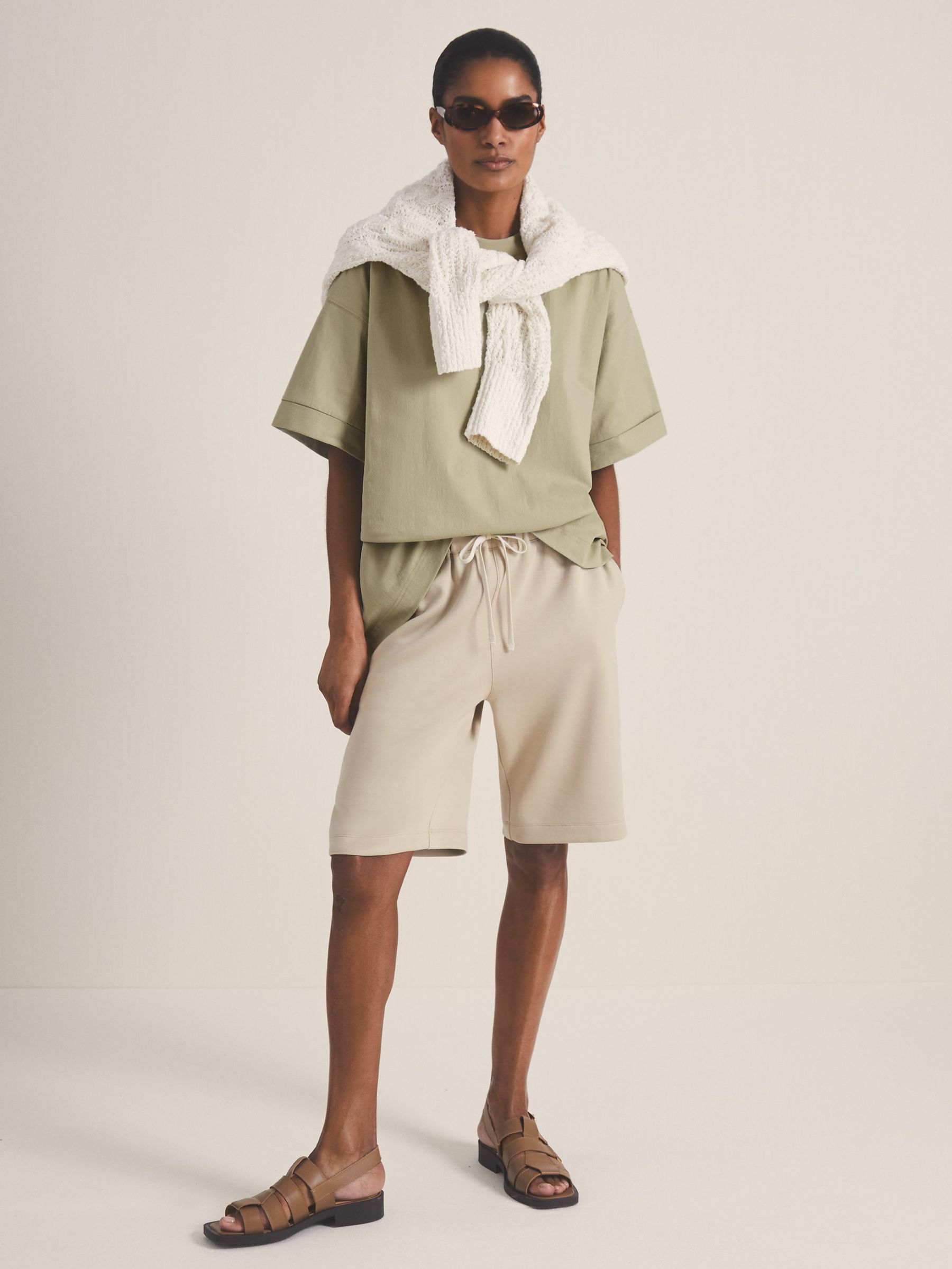 Reiss | Les 100 Ciels Oversize T-Shirt in Sage Green (F49248) | US$125