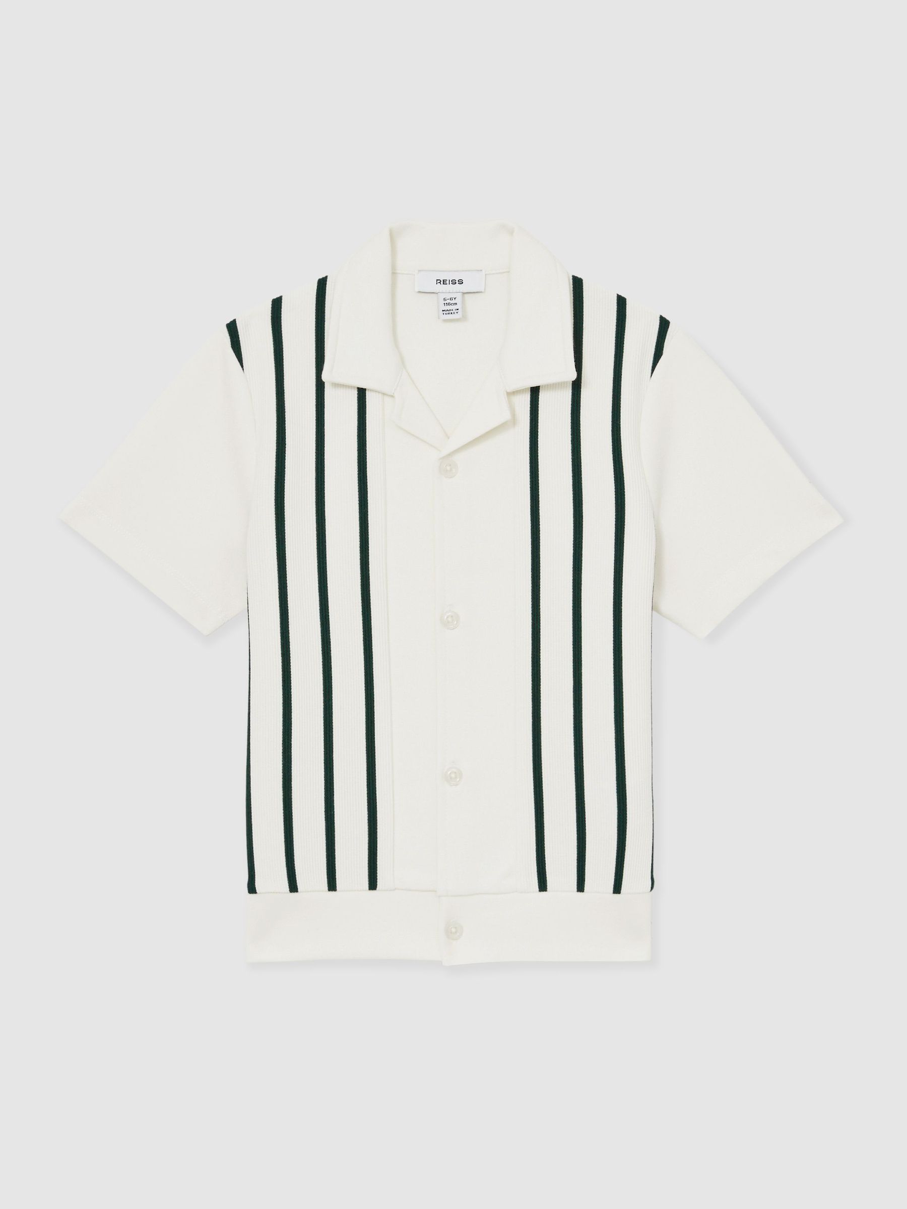 Stripe Cuban-Collar Shirt in Off White/Green (F49257) | HK$580
