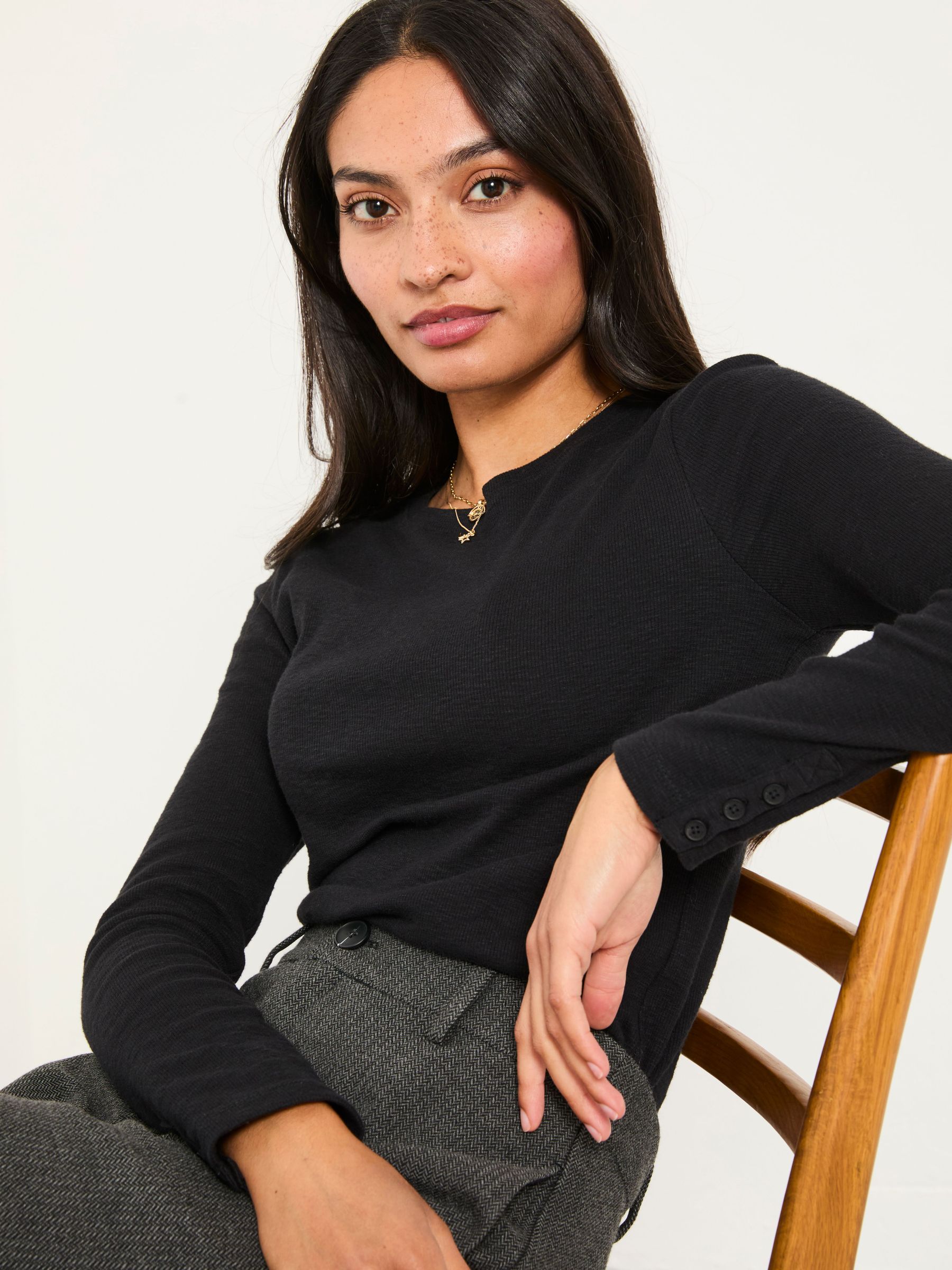 V&A | FatFace Callie Black Long Sleeve Top (F50227) | $51