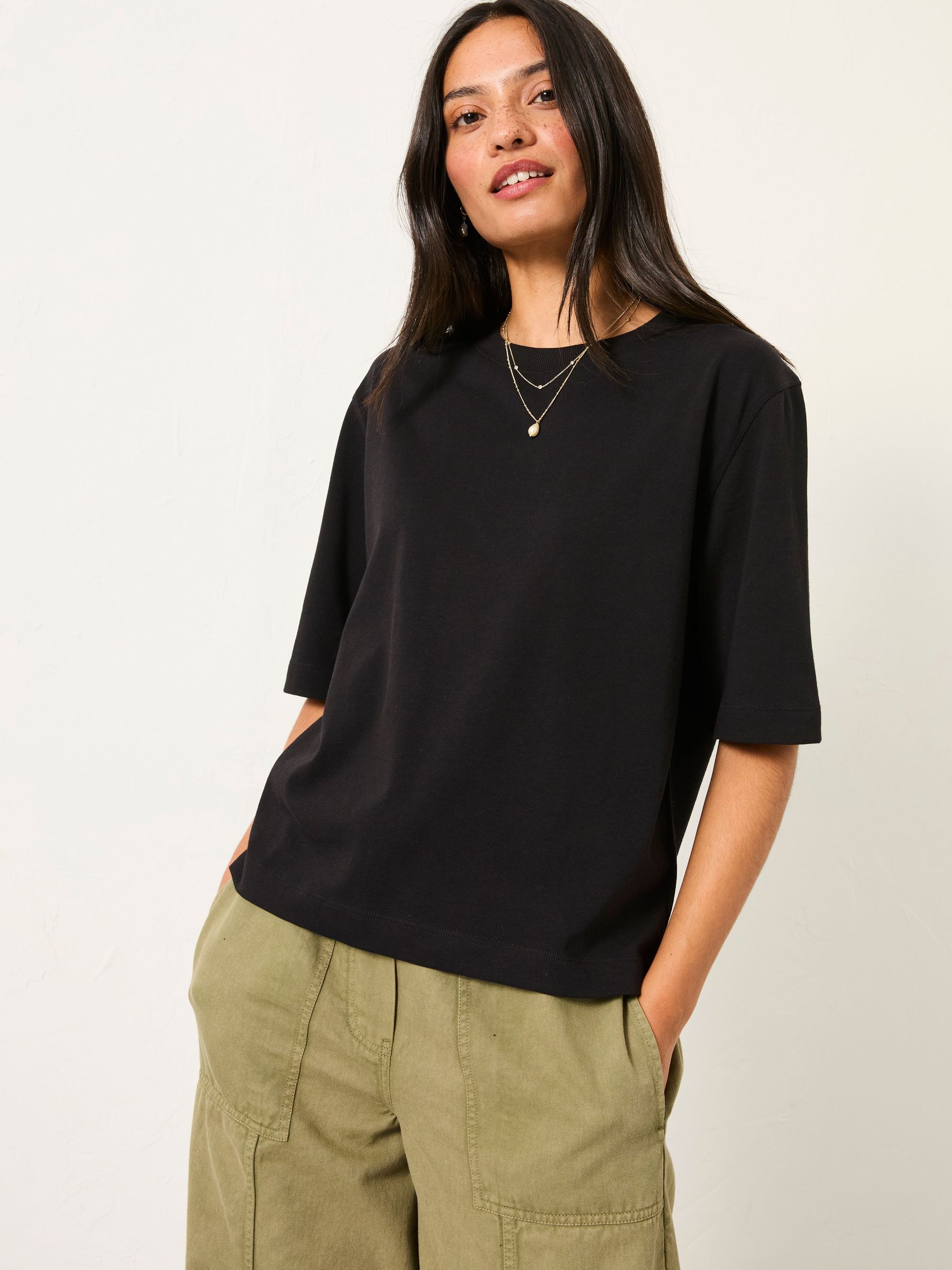 Anais Black Relaxed T Shirt (F50246) | $51