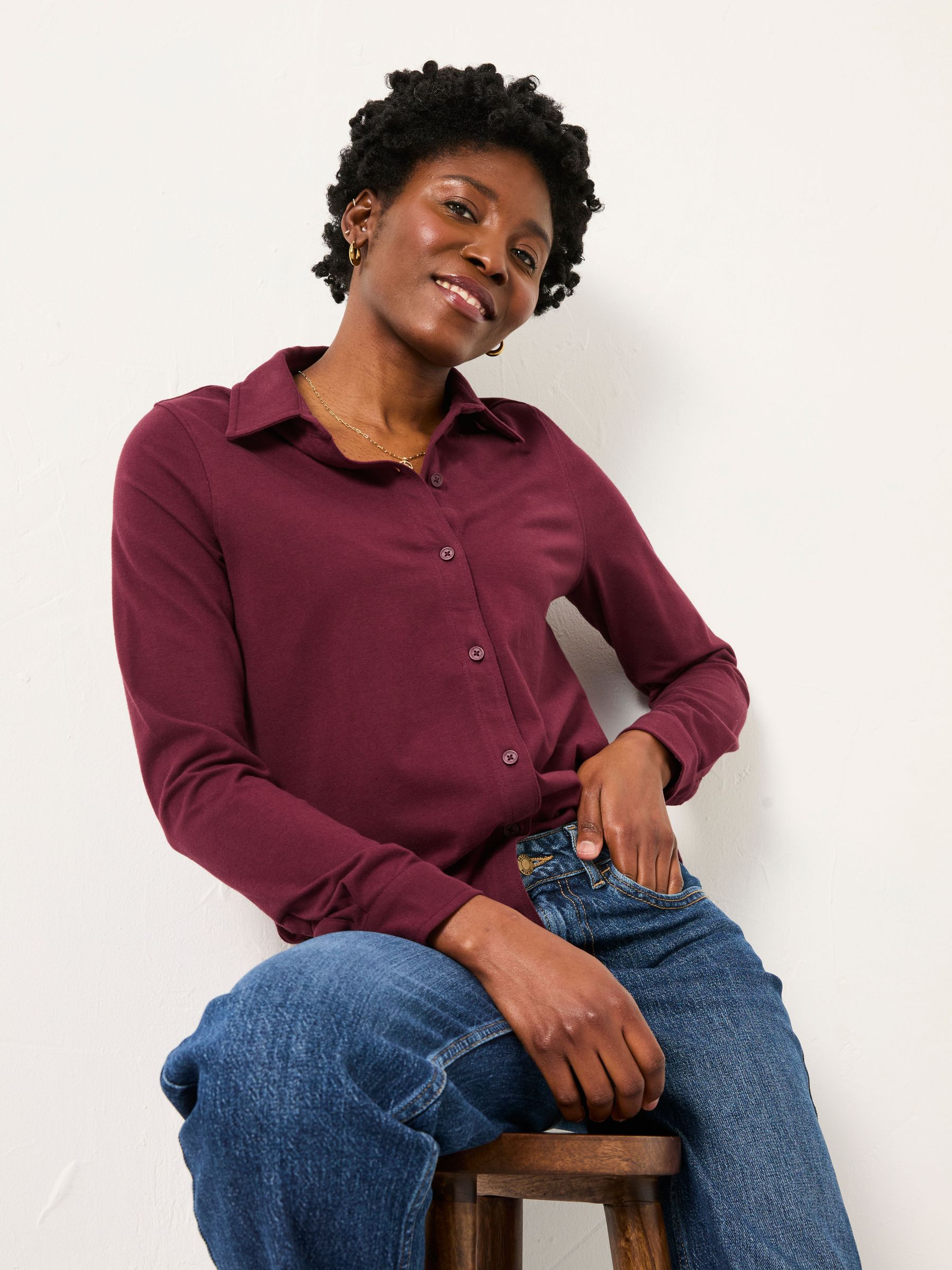 Selby Burgundy Jersey Shirt (F50262) | $60