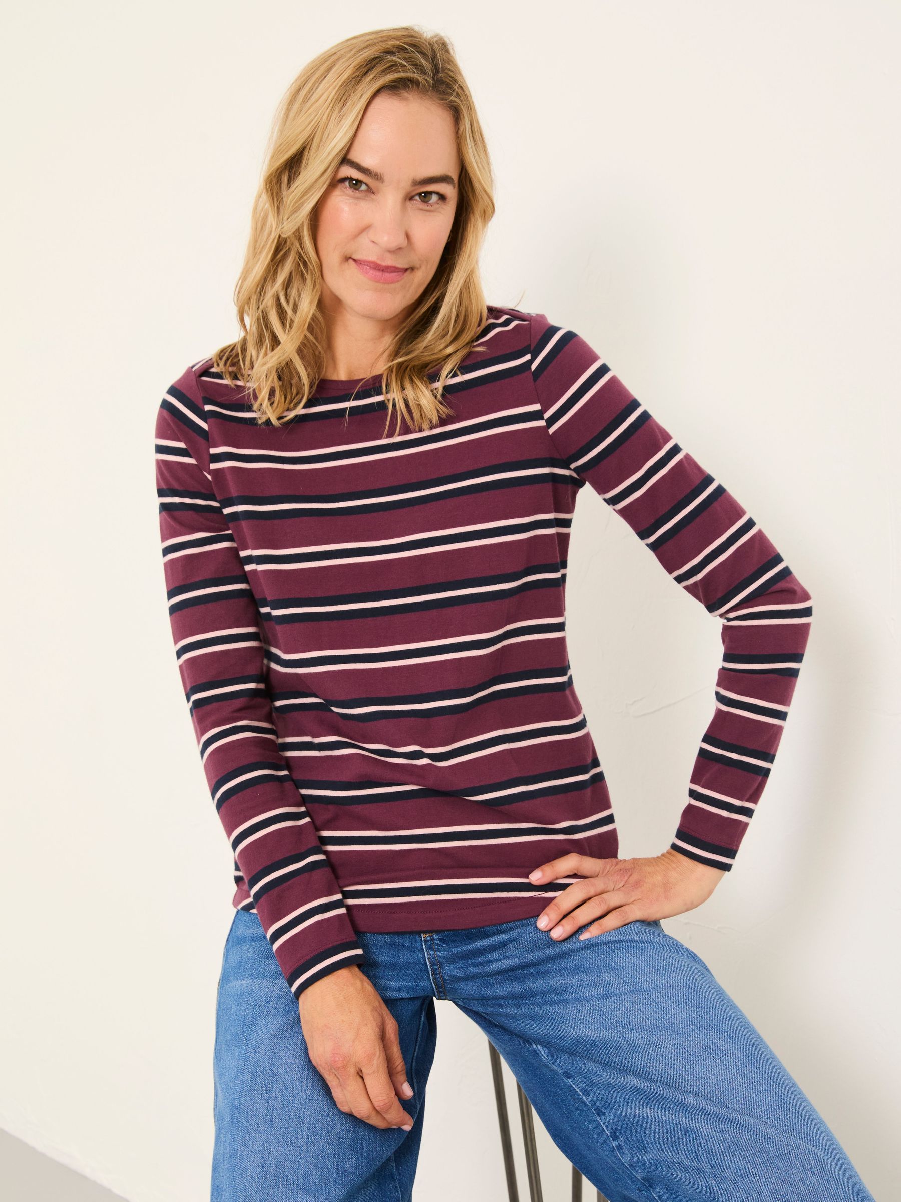 Breton Purple Stripe T Shirt (F50275) | $51